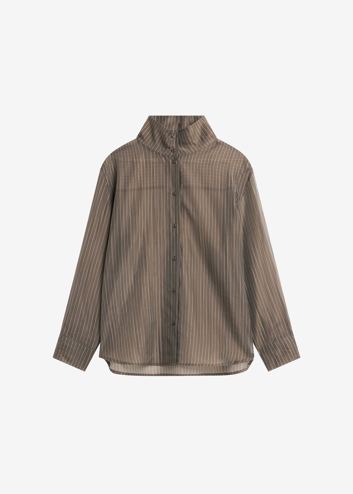 Avila Sheer Fluid Shirt - Brown/White Stripe β view 9 of 9