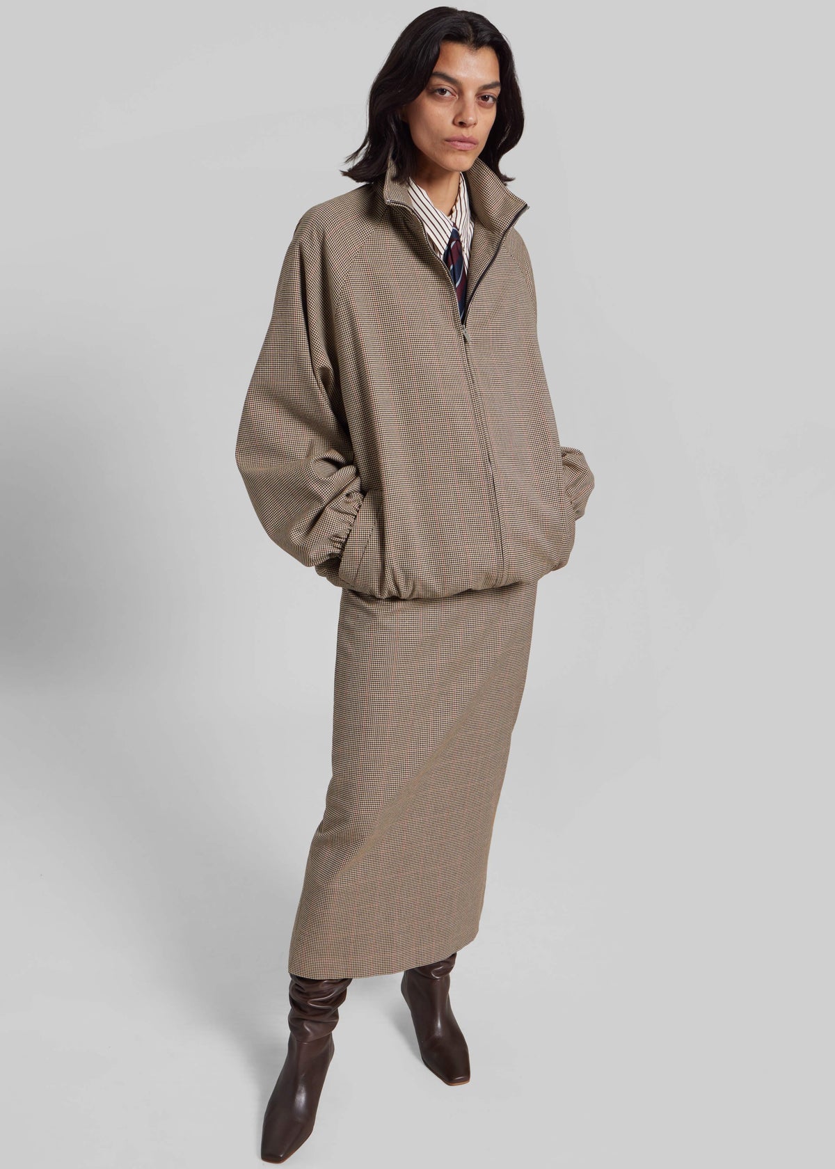 Baxter Houndstooth Track Jacket - Beige β view 1 of 11