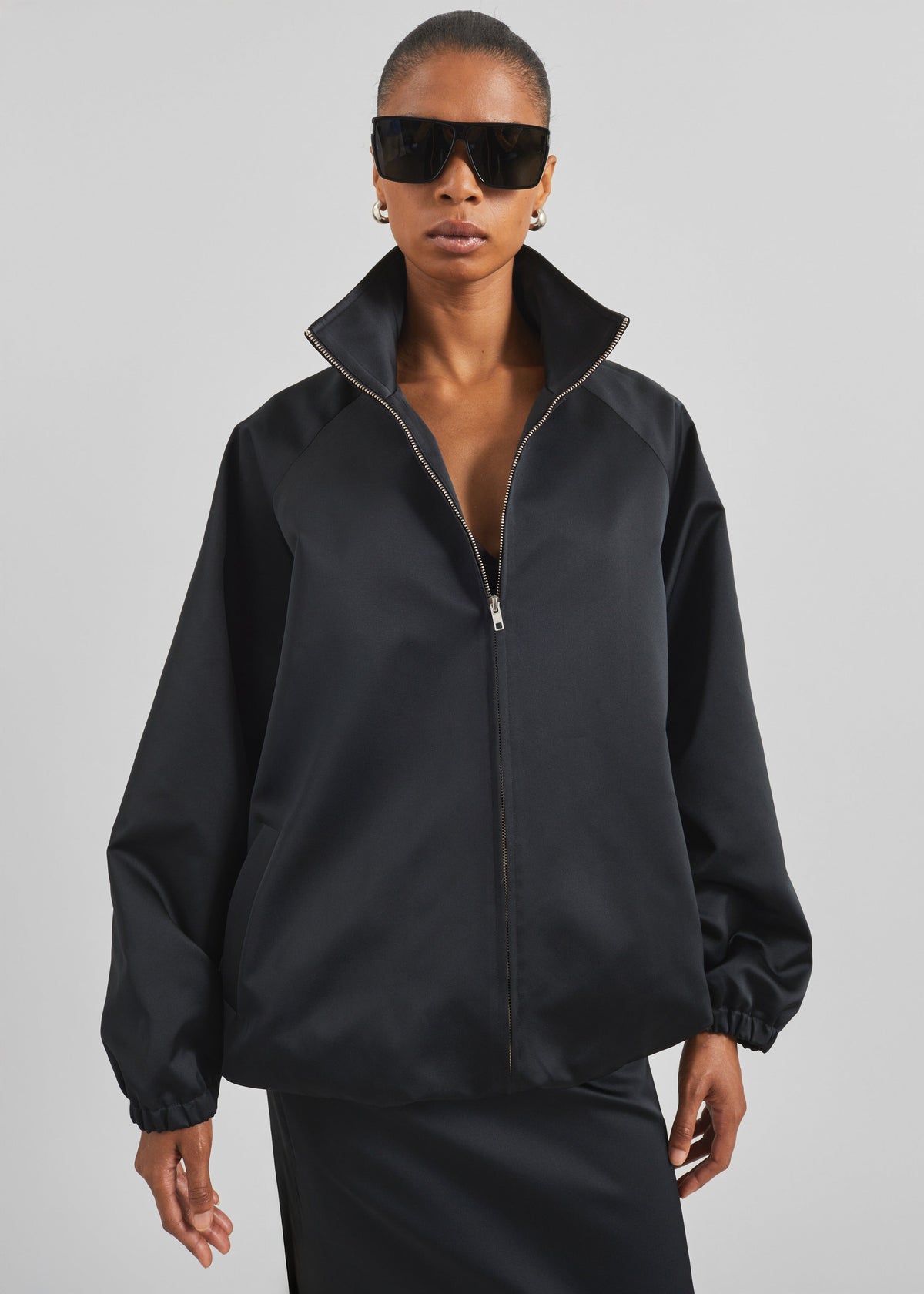 Baxter Satin Track Jacket - Black β view 3 of 8