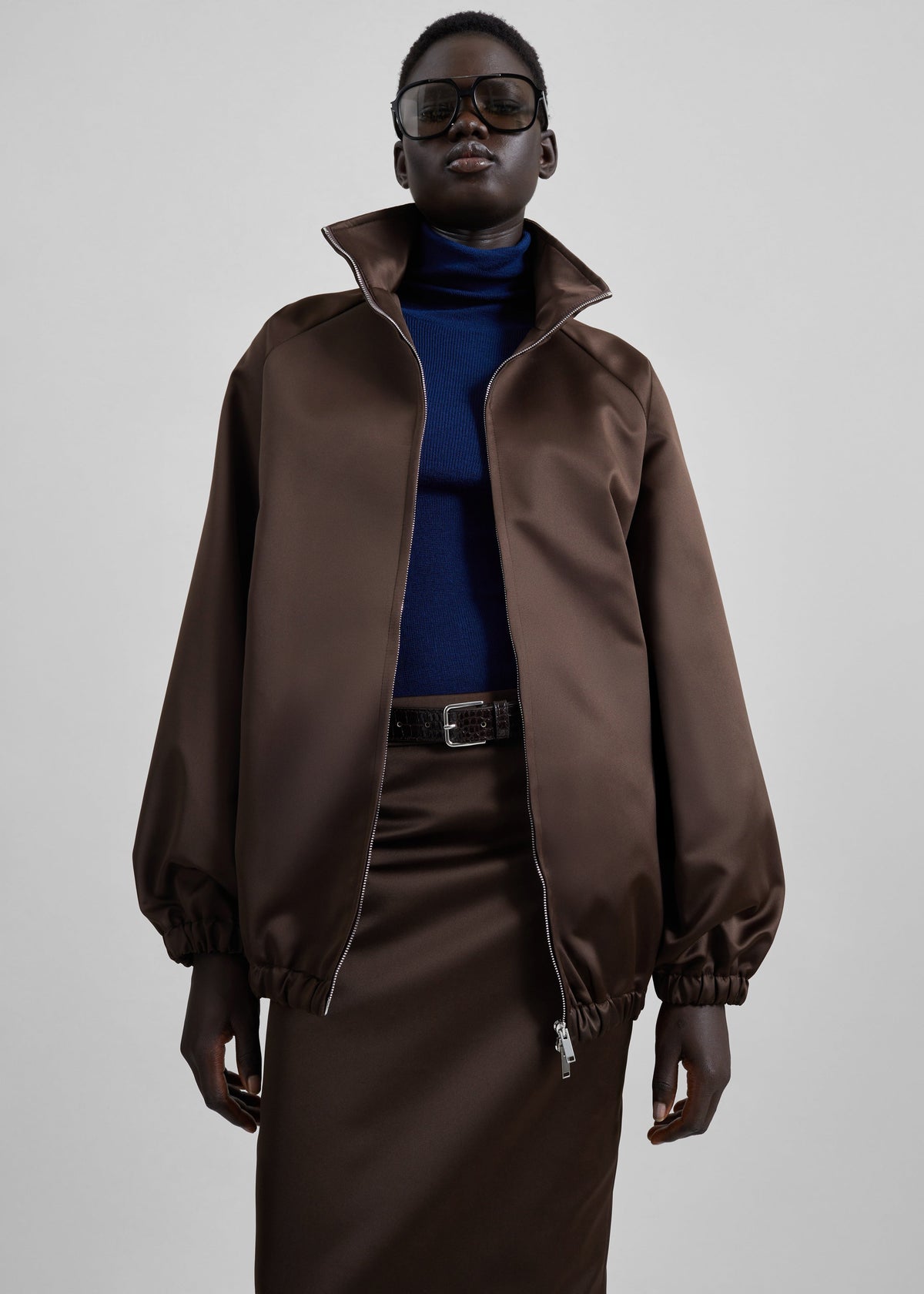 Baxter Satin Track Jacket - Brown β view 2 of 11