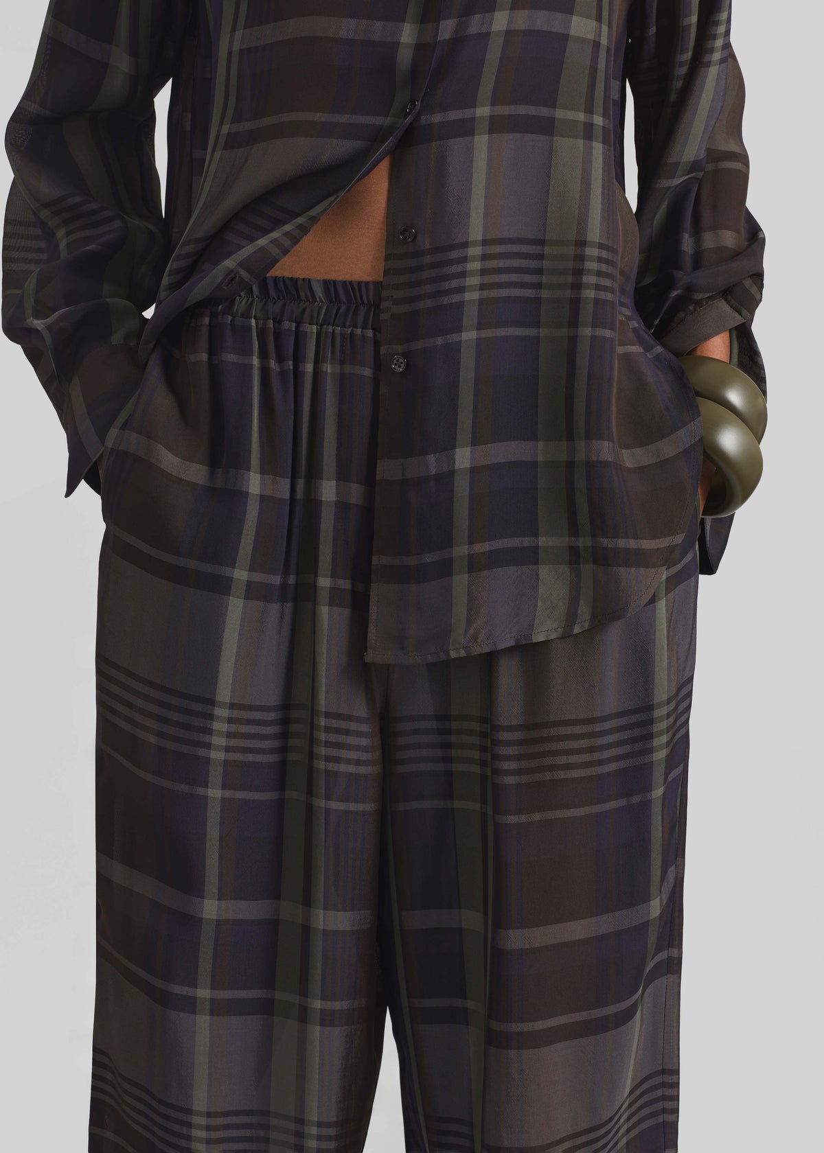 Baxter Sheer Fluid Track Pants - Navy Tartan β view 4 of 8