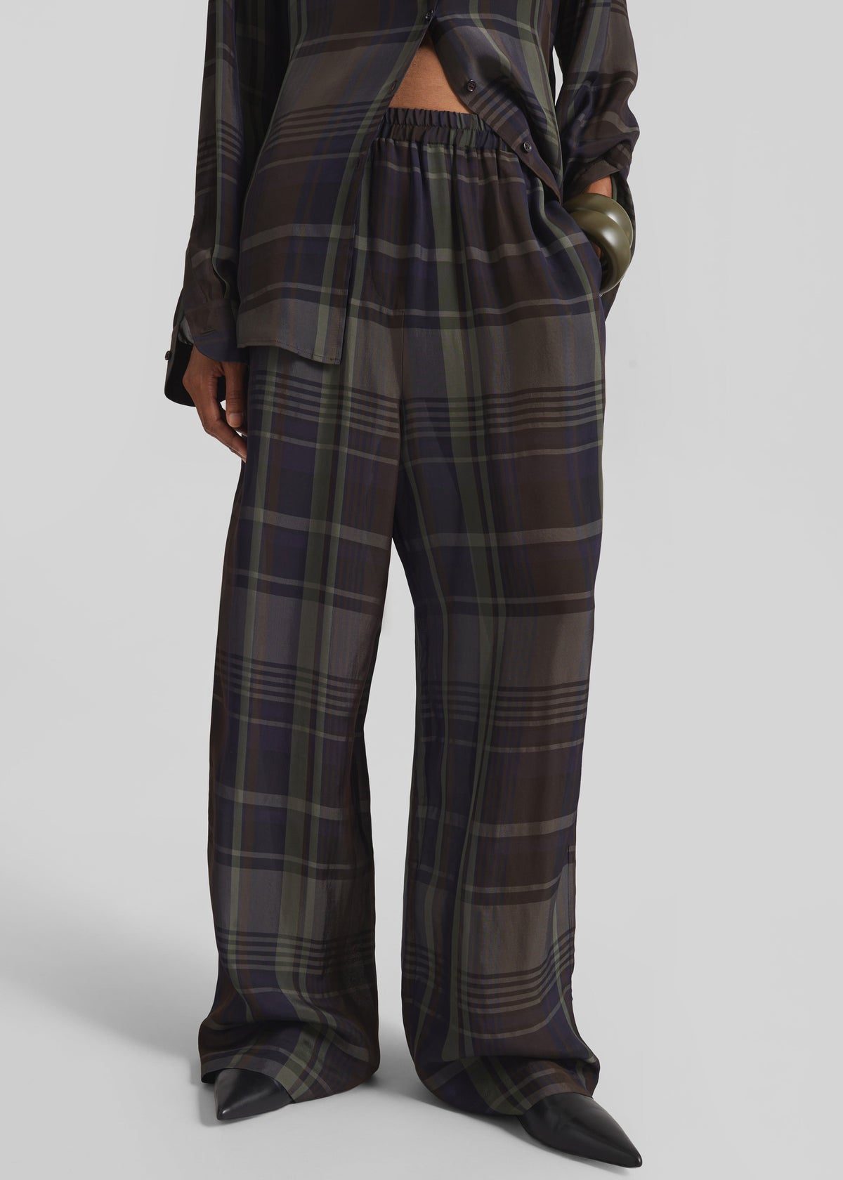 Baxter Sheer Fluid Track Pants - Navy Tartan β view 1 of 8