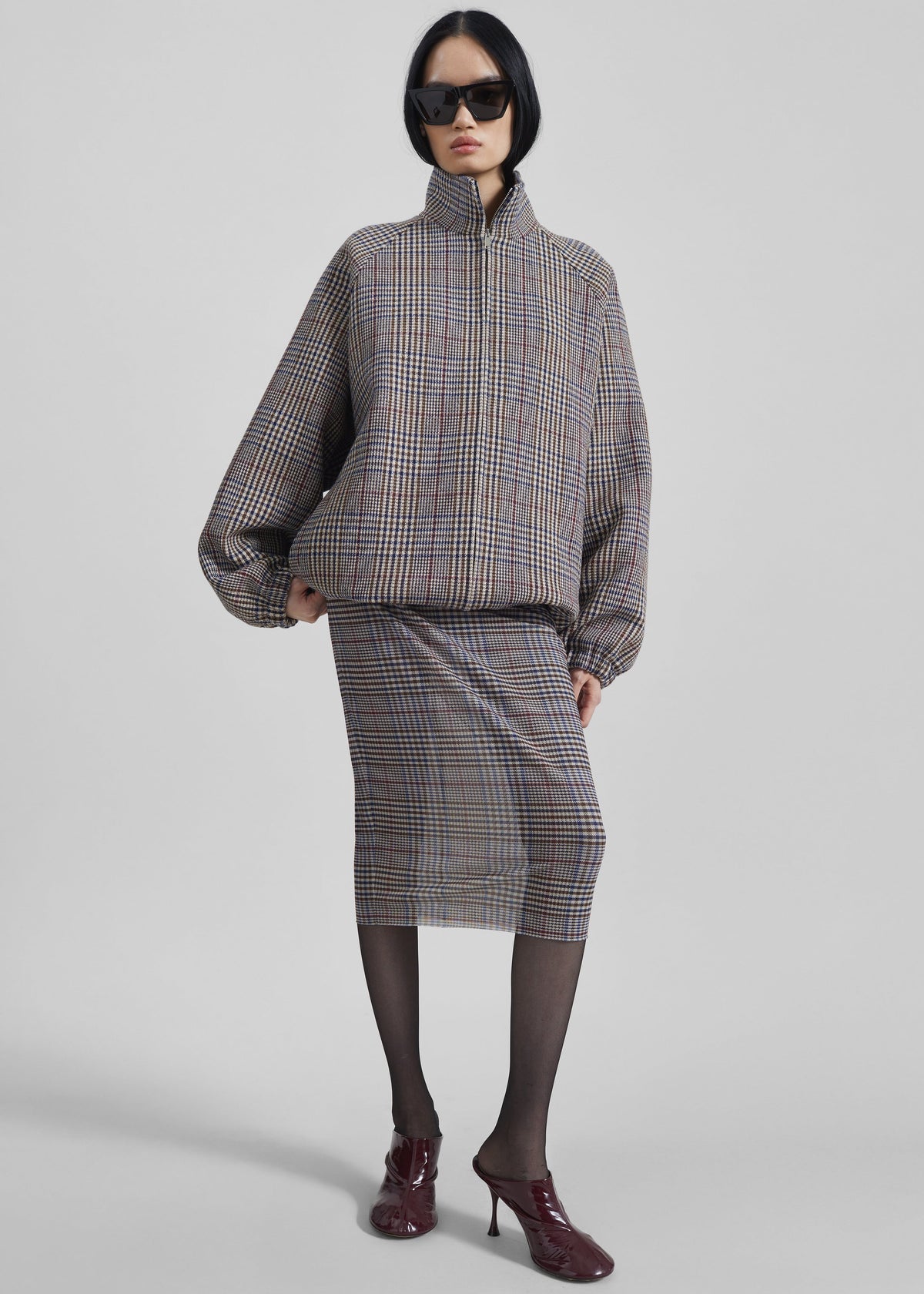 Baxter Wool Track Jacket - Beige Glen Plaid β view 4 of 11
