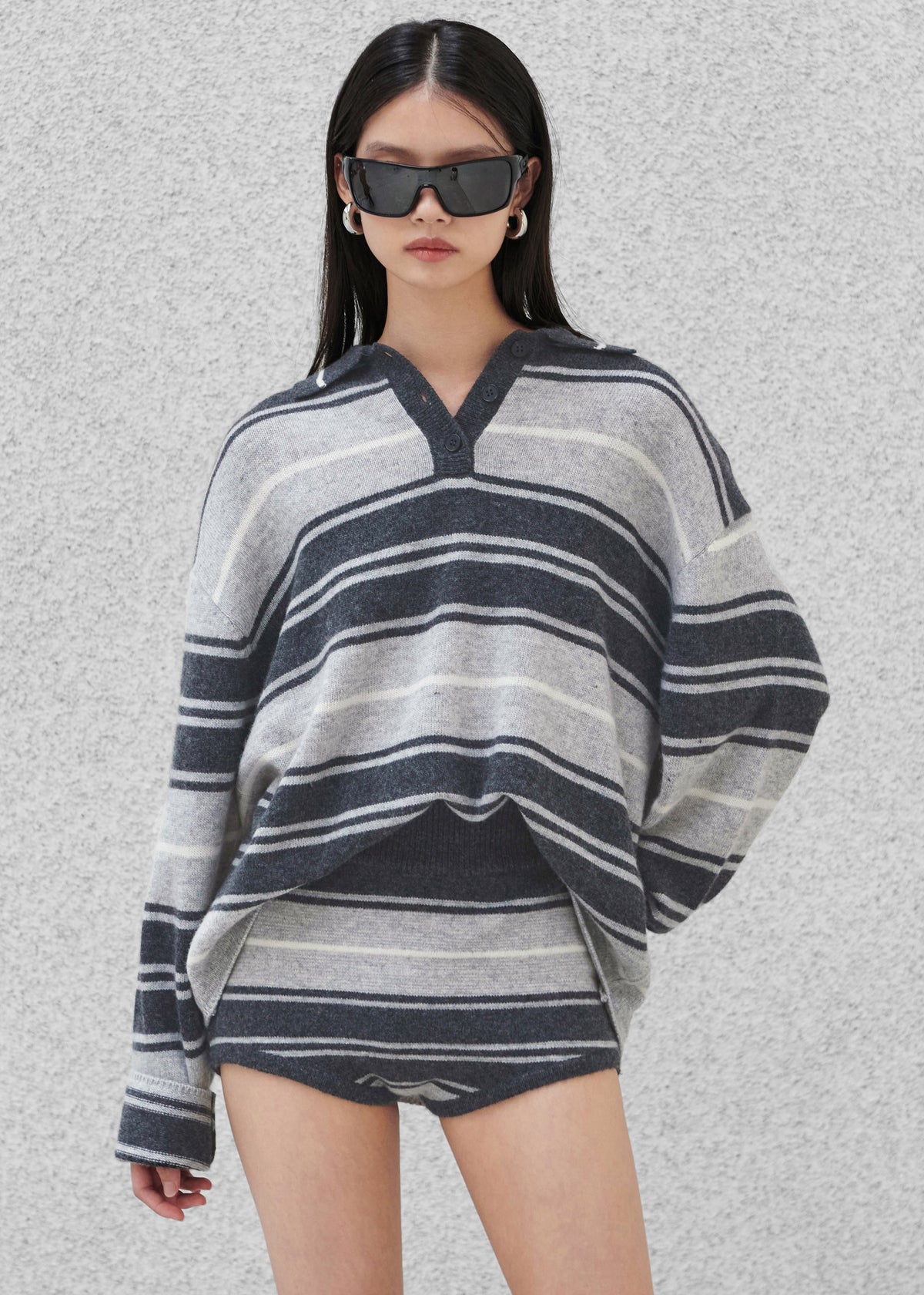Belize Knit Hot Pants - Grey Stripe β view 2 of 10