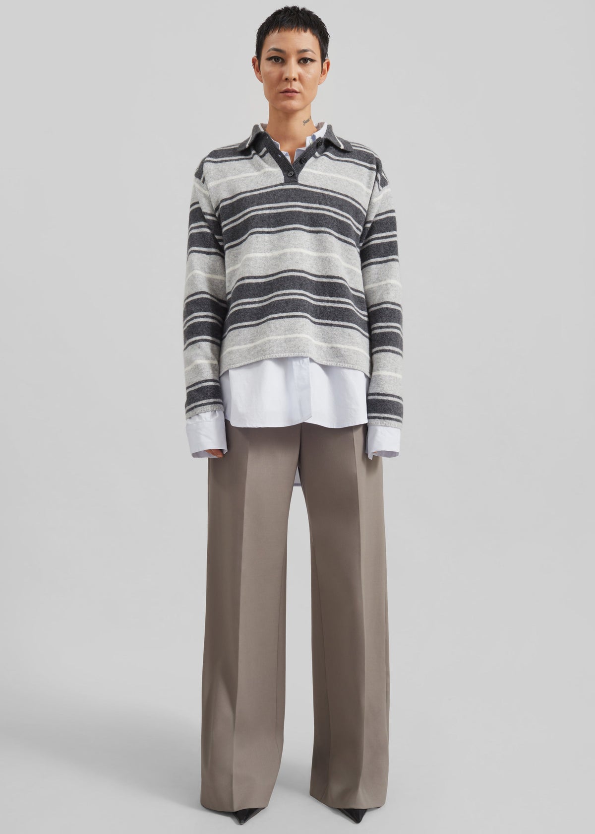 Belize Knit Polo Sweater - Grey Stripe β view 2 of 11