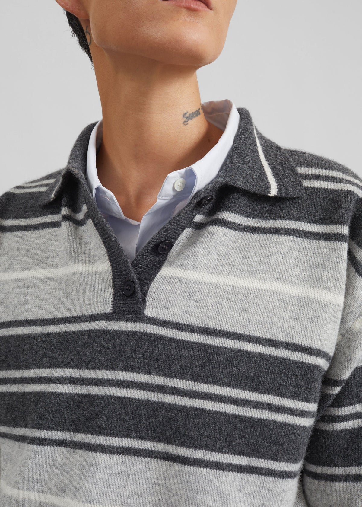 Belize Knit Polo Sweater - Grey Stripe β view 5 of 11