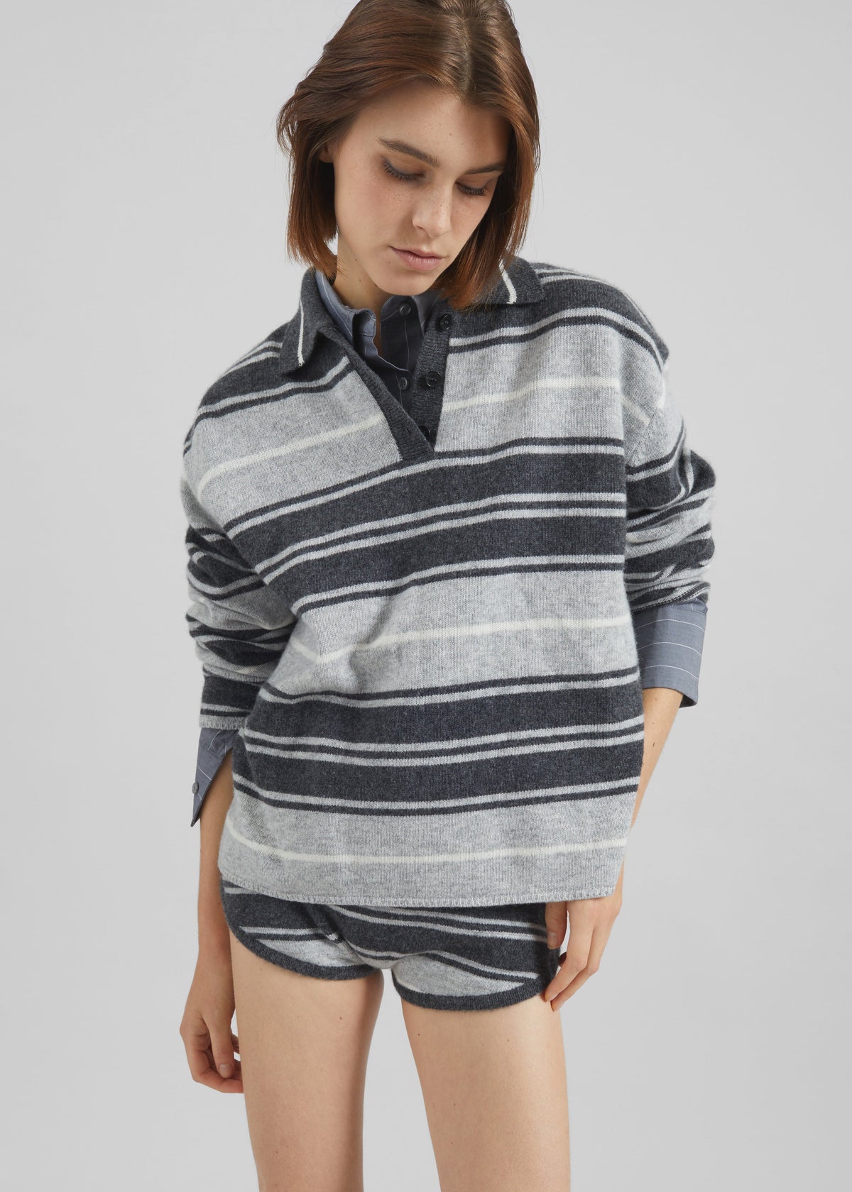 Belize Knit Polo Sweater - Grey Stripe β view 4 of 11