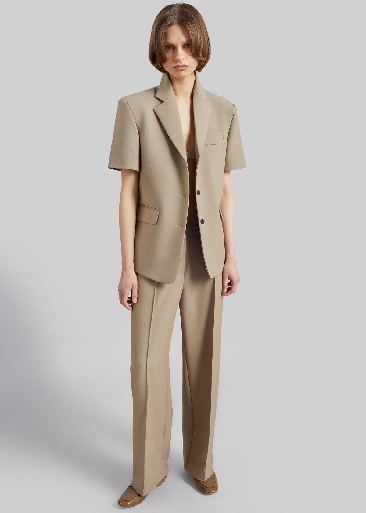 Belliva Front Seam Straight Trousers - Camel β view 5 of 7