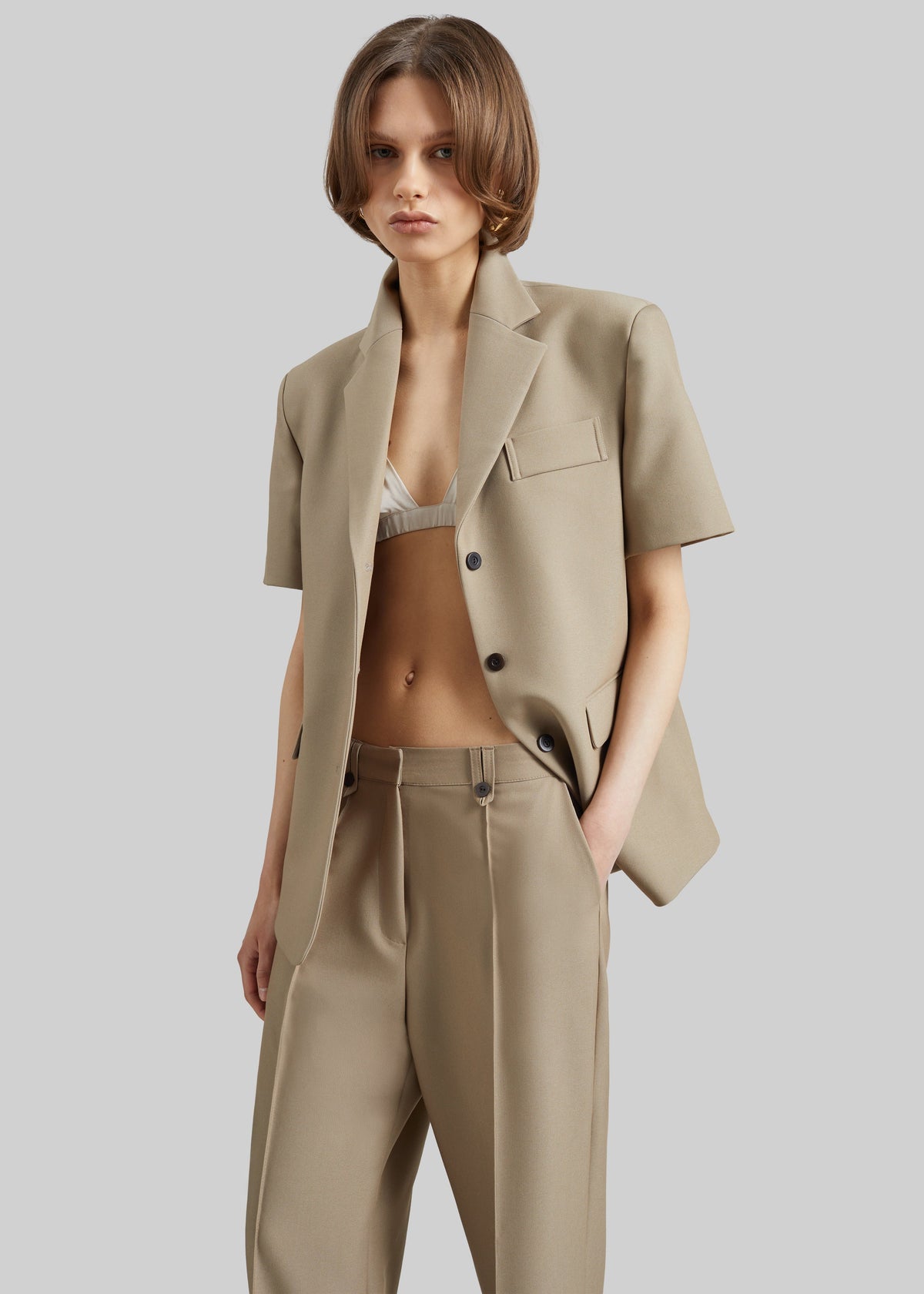 Belliva Short Sleeve Blazer - Camel β view 5 of 9