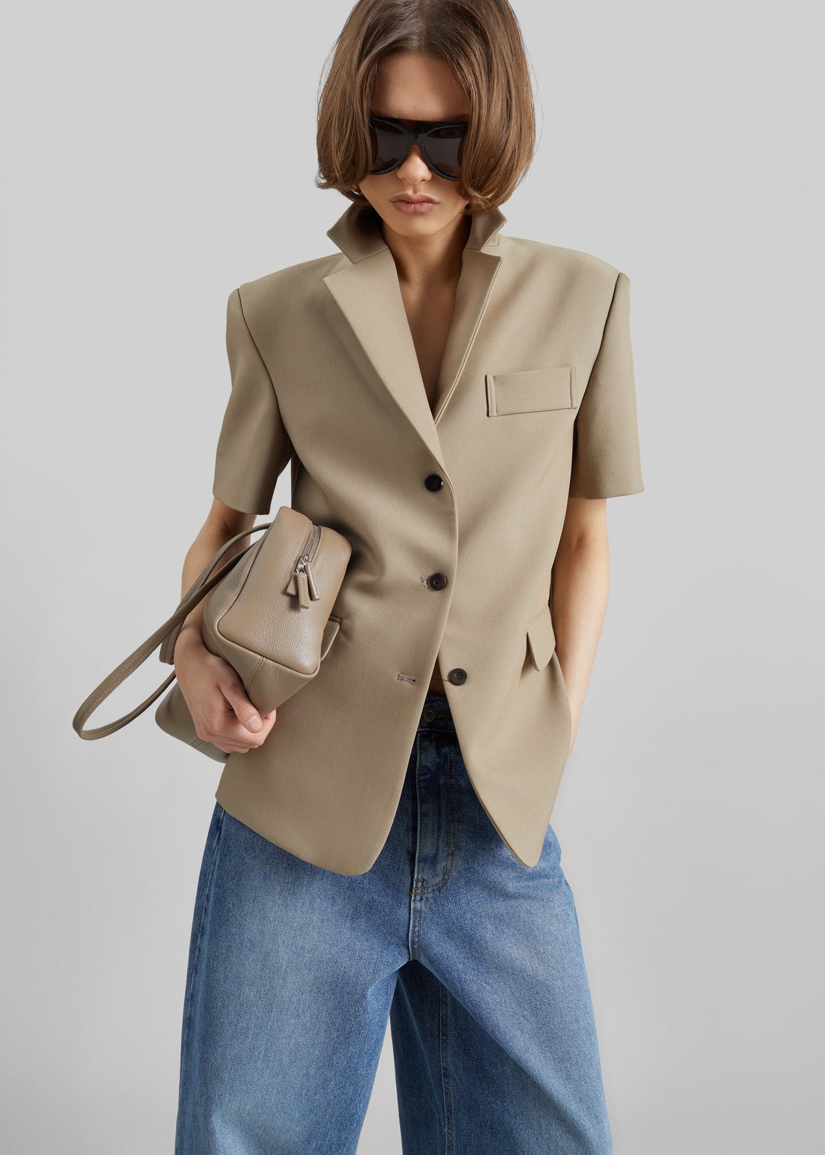 Belliva Short Sleeve Blazer - Camel β view 6 of 9