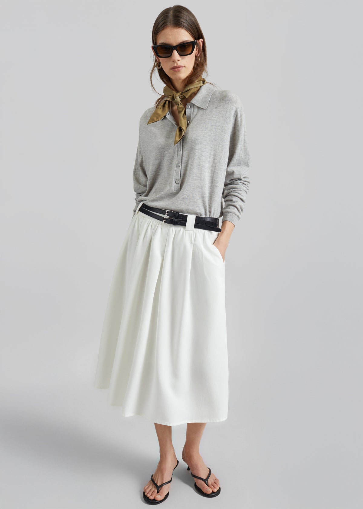 Bellona Flared Midi Skirt - White β view 4 of 9