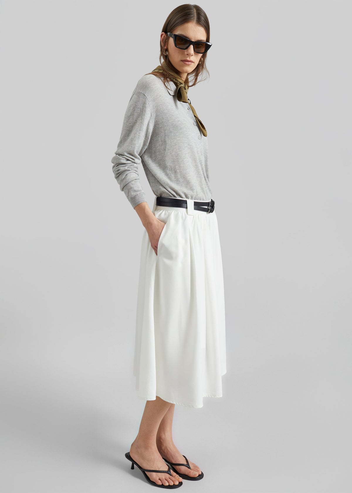 Bellona Flared Midi Skirt - White β view 7 of 9