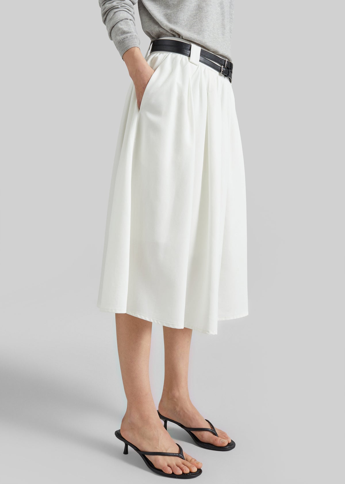 Bellona Flared Midi Skirt - White β view 5 of 9