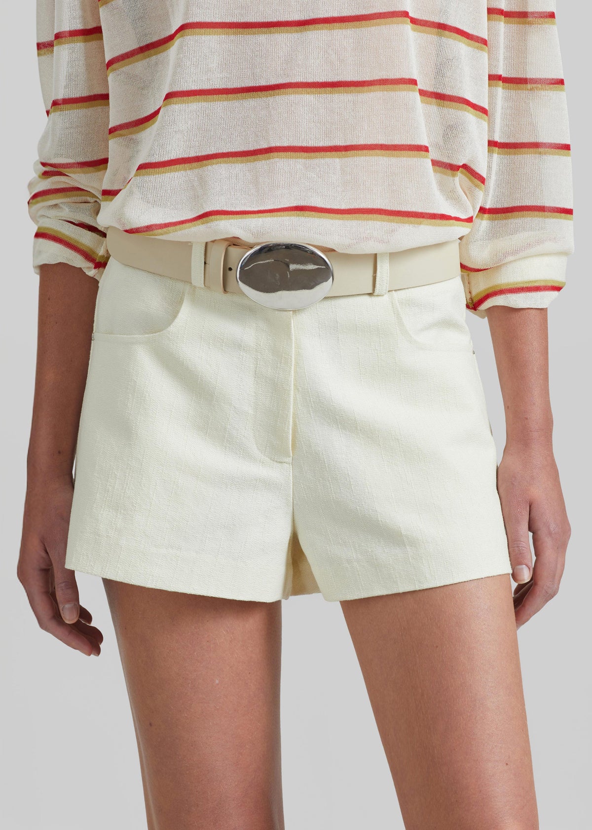 Belma Textured Mini Shorts - Cream β view 2 of 8