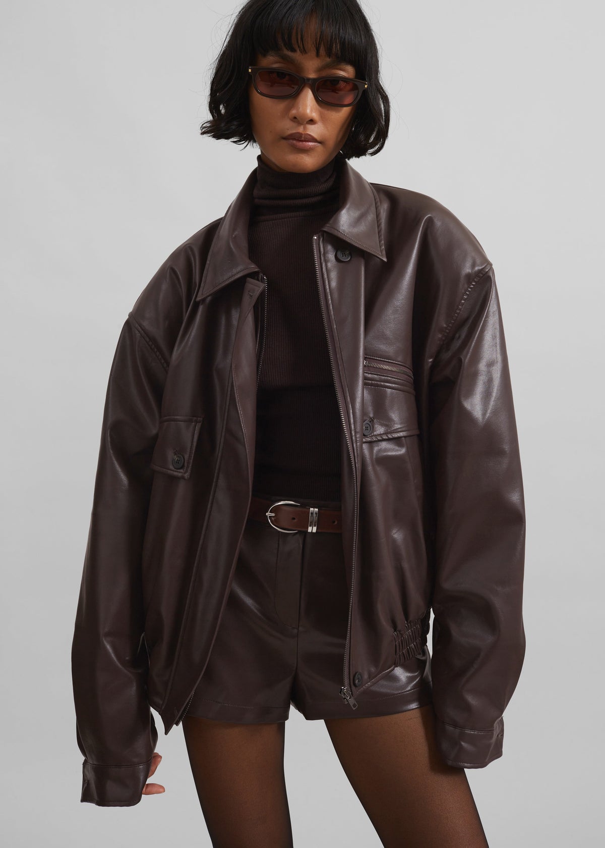 Belmont Faux Leather Jacket - Brown β view 8 of 12