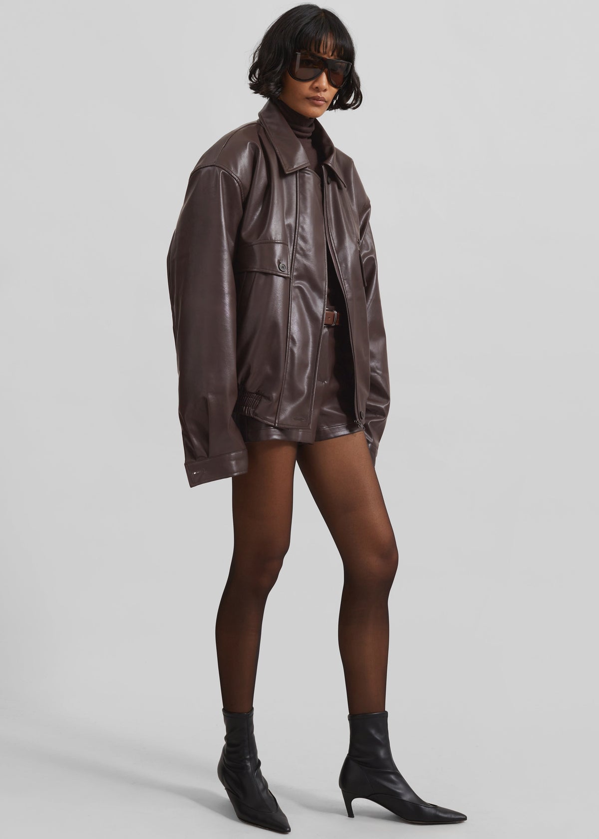 Belmont Faux Leather Jacket - Brown β view 9 of 12