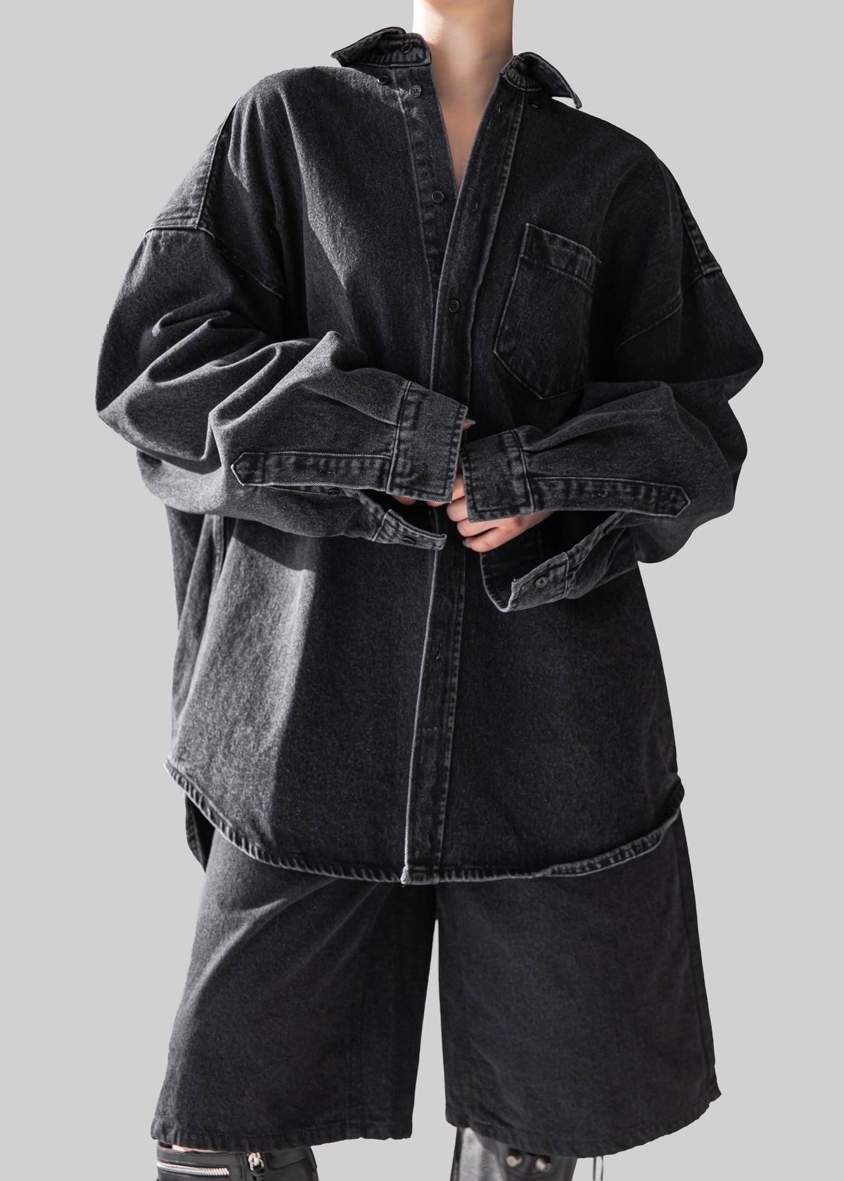 Belvis Oversized Denim Shirt - Black Wash β view 3 of 6