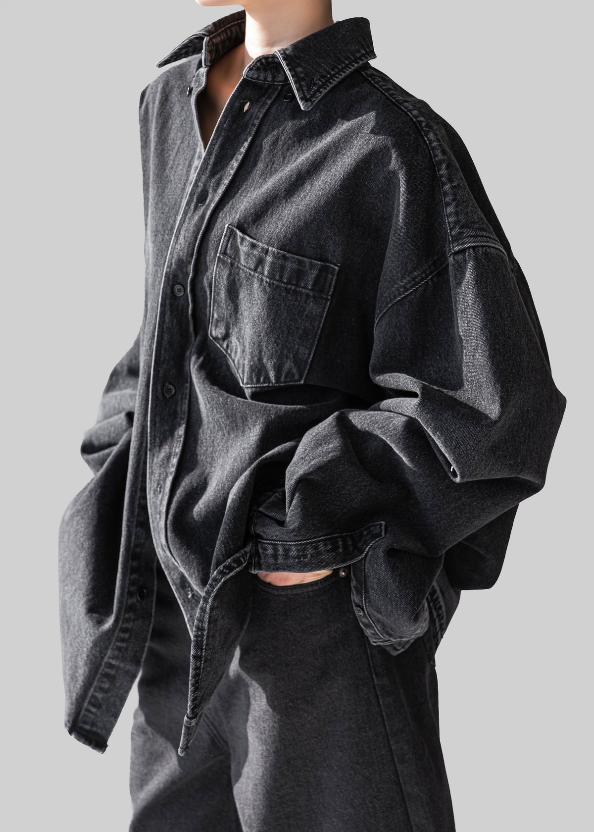 Belvis Oversized Denim Shirt - Black Wash β view 1 of 6