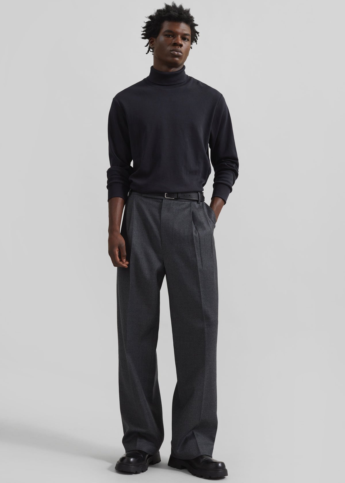 Beo Wool Flannel Suit Pants - Charcoal β view 3 of 9