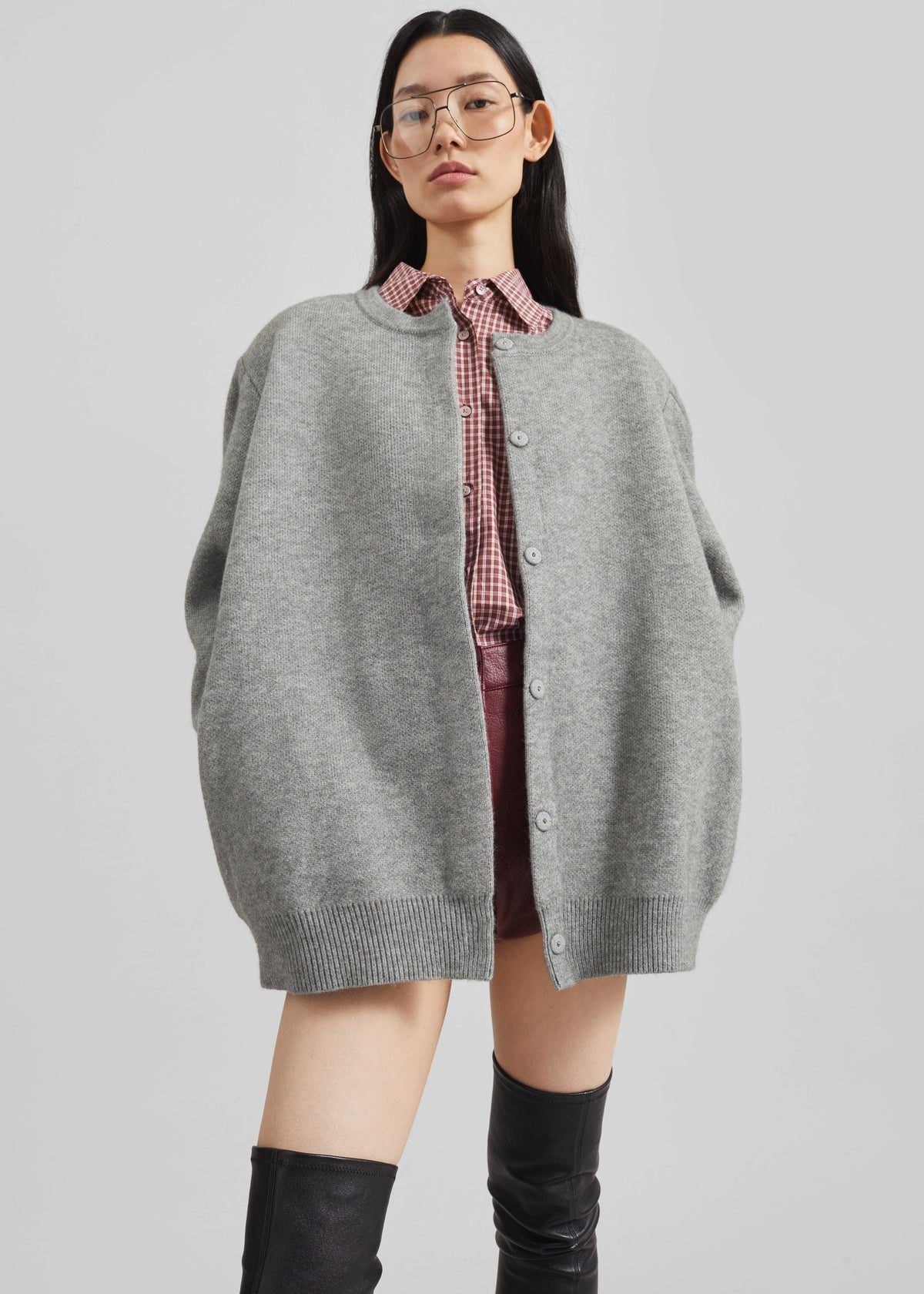 Bergen Padded Knit Cardigan - Grey β view 4 of 9