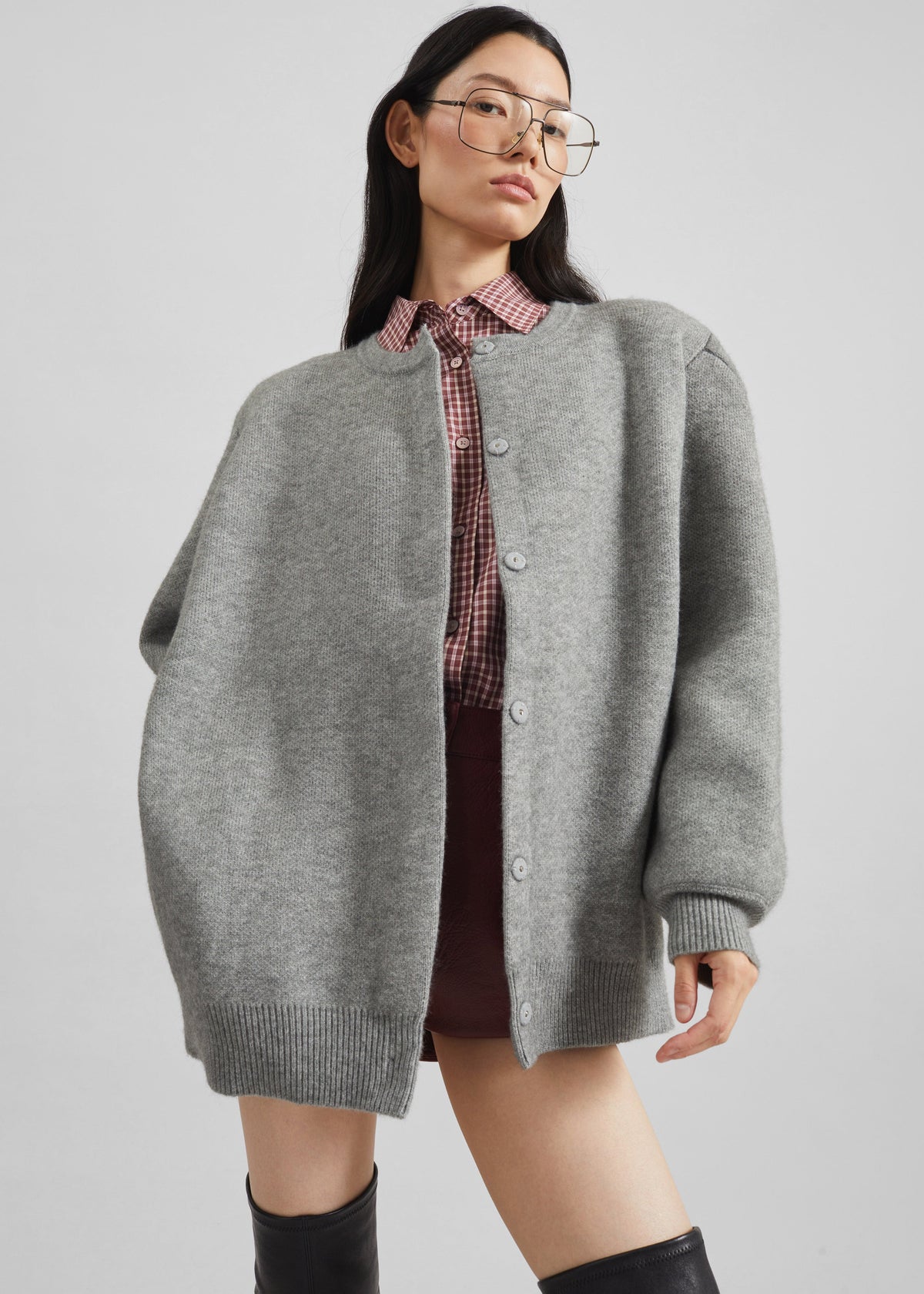 Bergen Padded Knit Cardigan - Grey β view 1 of 9