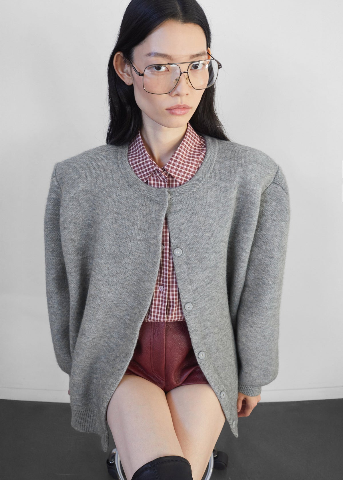 Bergen Padded Knit Cardigan - Grey β view 2 of 9