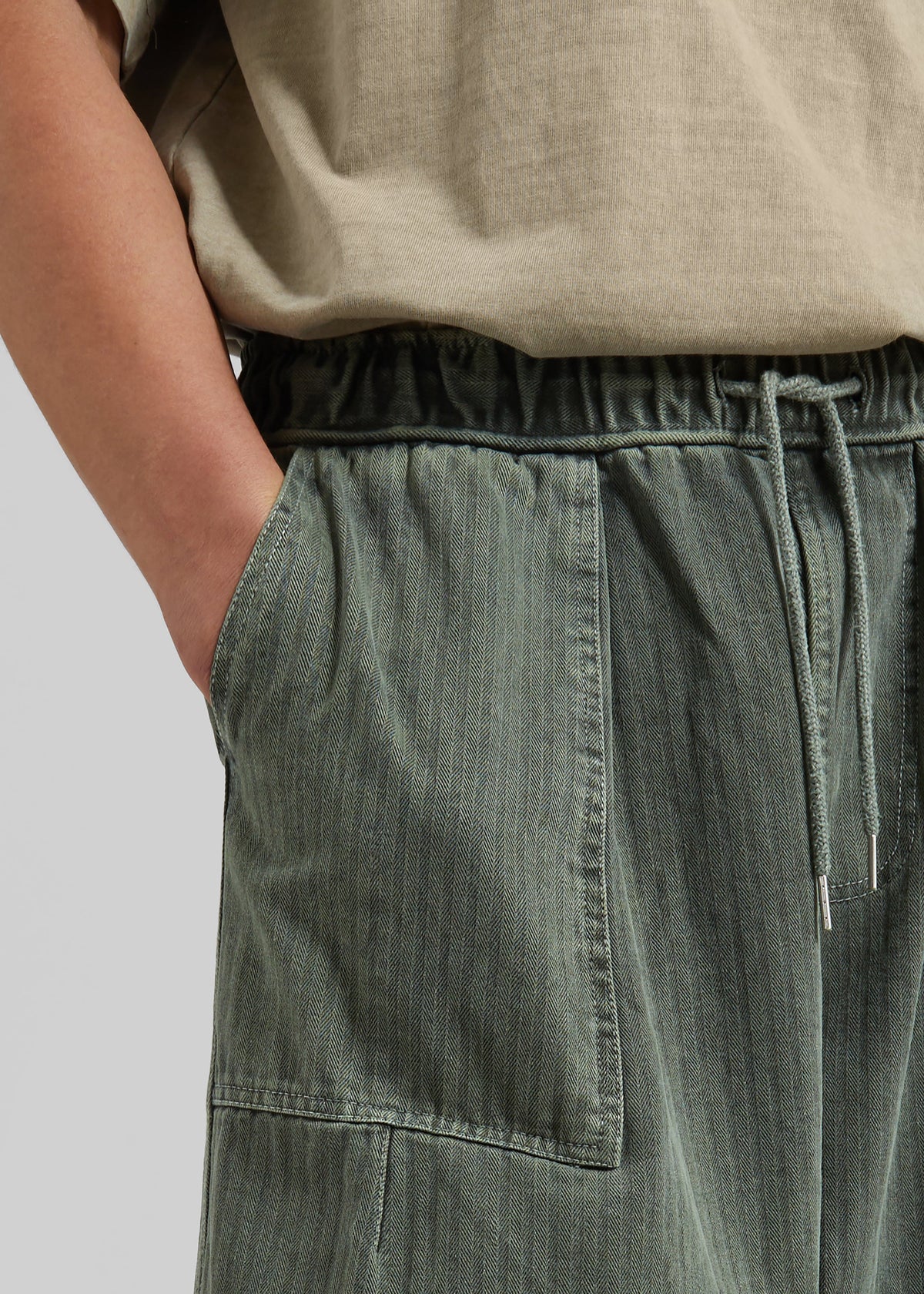 Bernay Herringbone Balloon Pants - Pale Olive β view 3 of 9