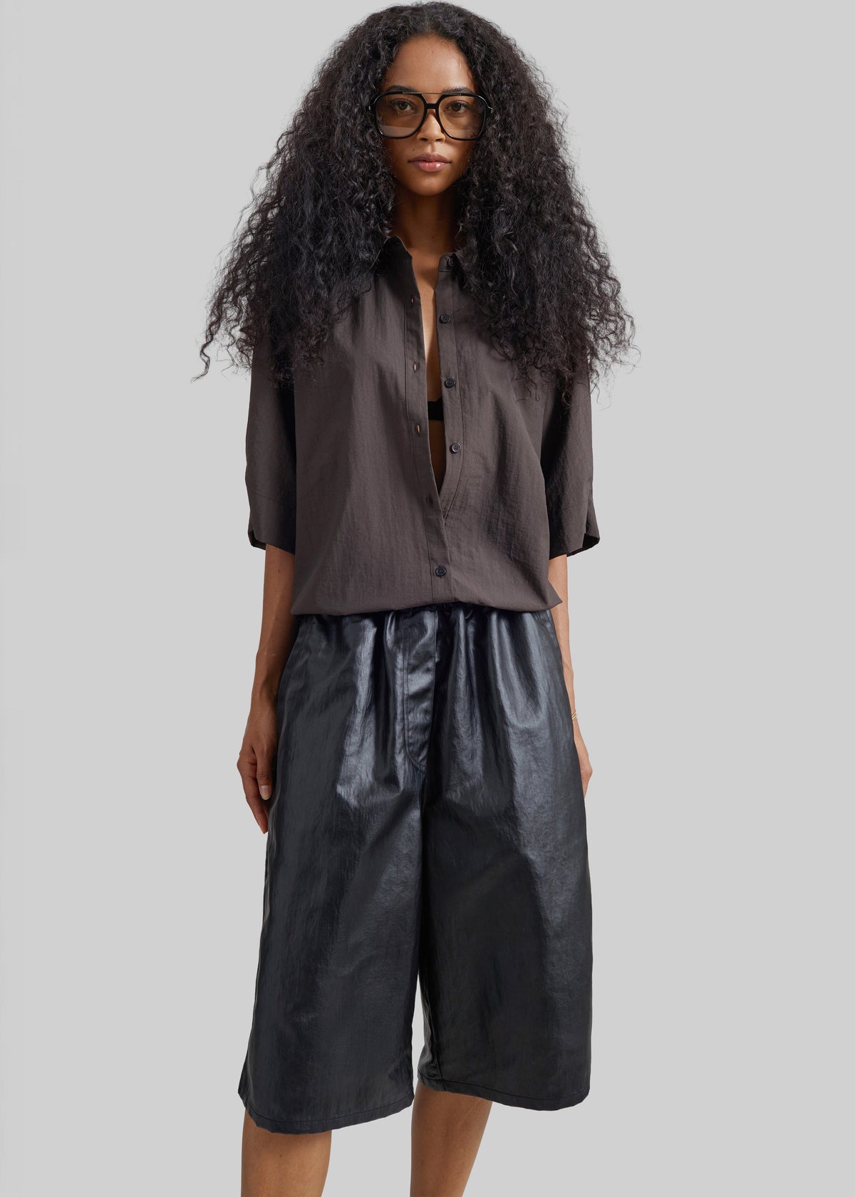 Beslon Leather-Effect Bermuda Shorts - Black β view 3 of 9