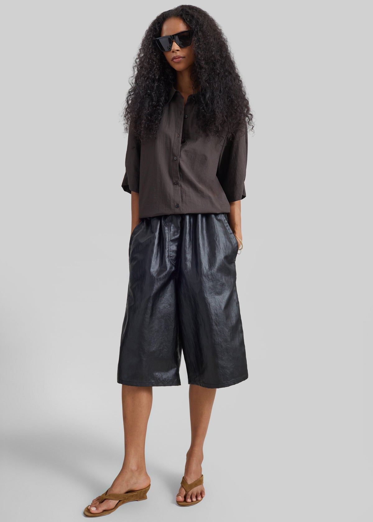 Beslon Leather-Effect Bermuda Shorts - Black β view 7 of 9