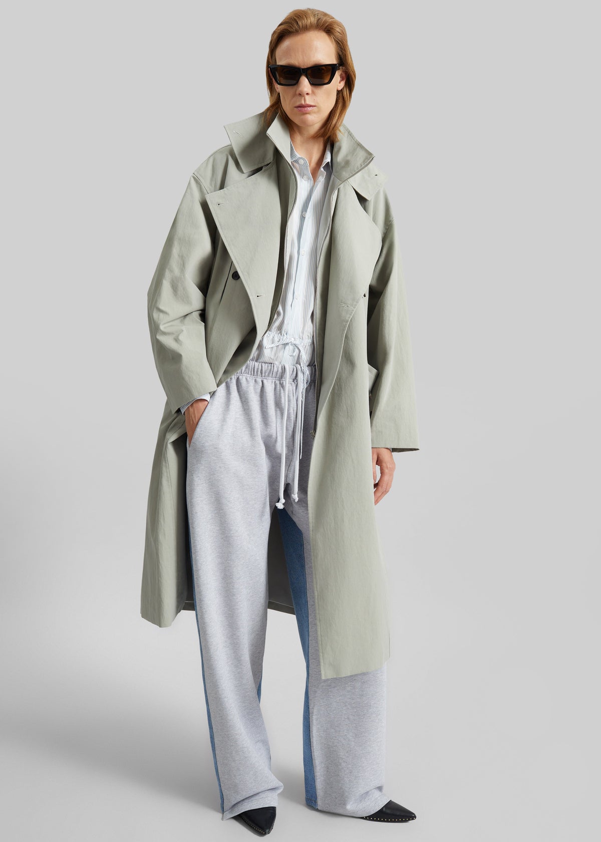 Besme Layered Trench Coat - Sage β view 3 of 9
