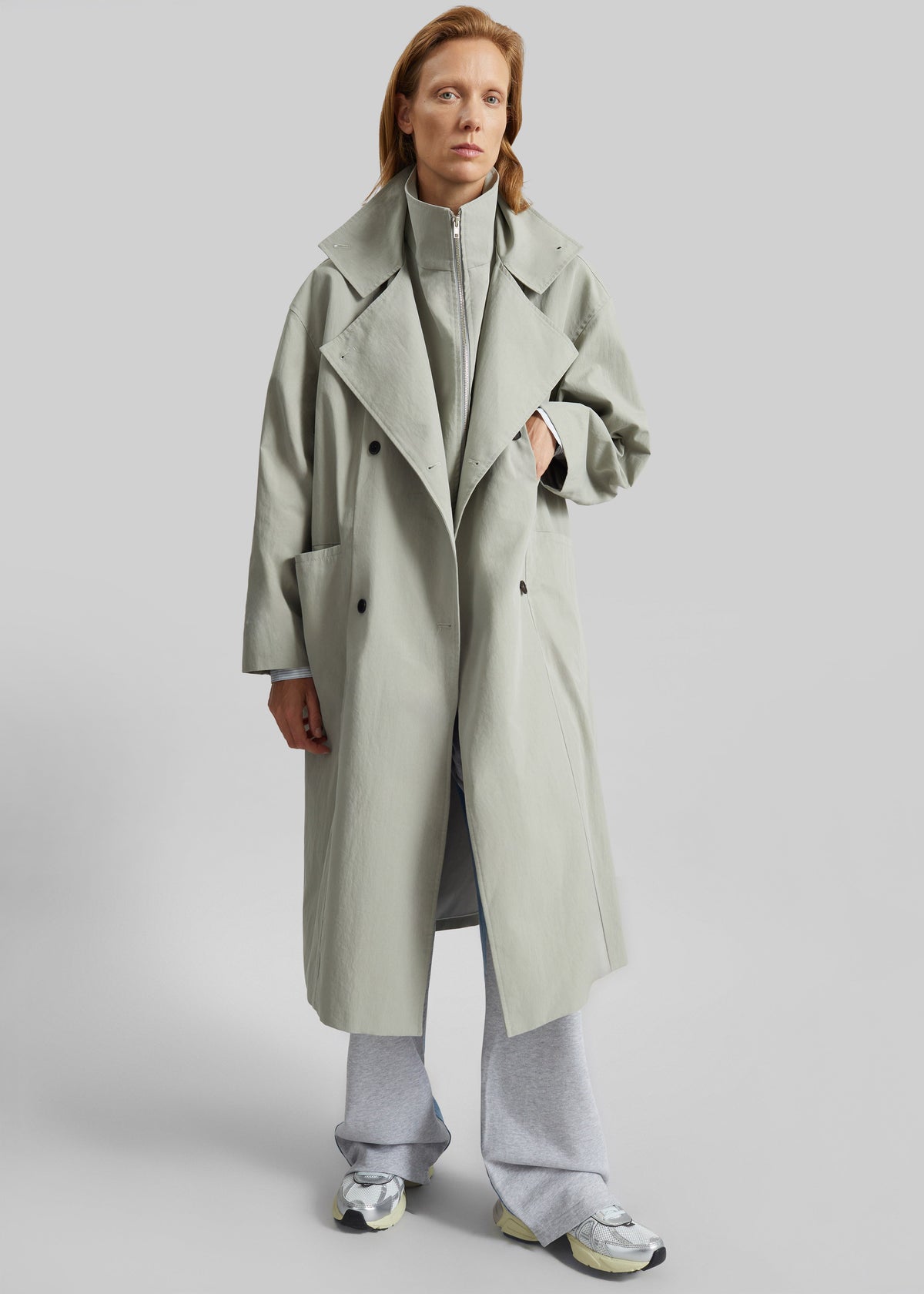 Besme Layered Trench Coat - Sage β view 4 of 9