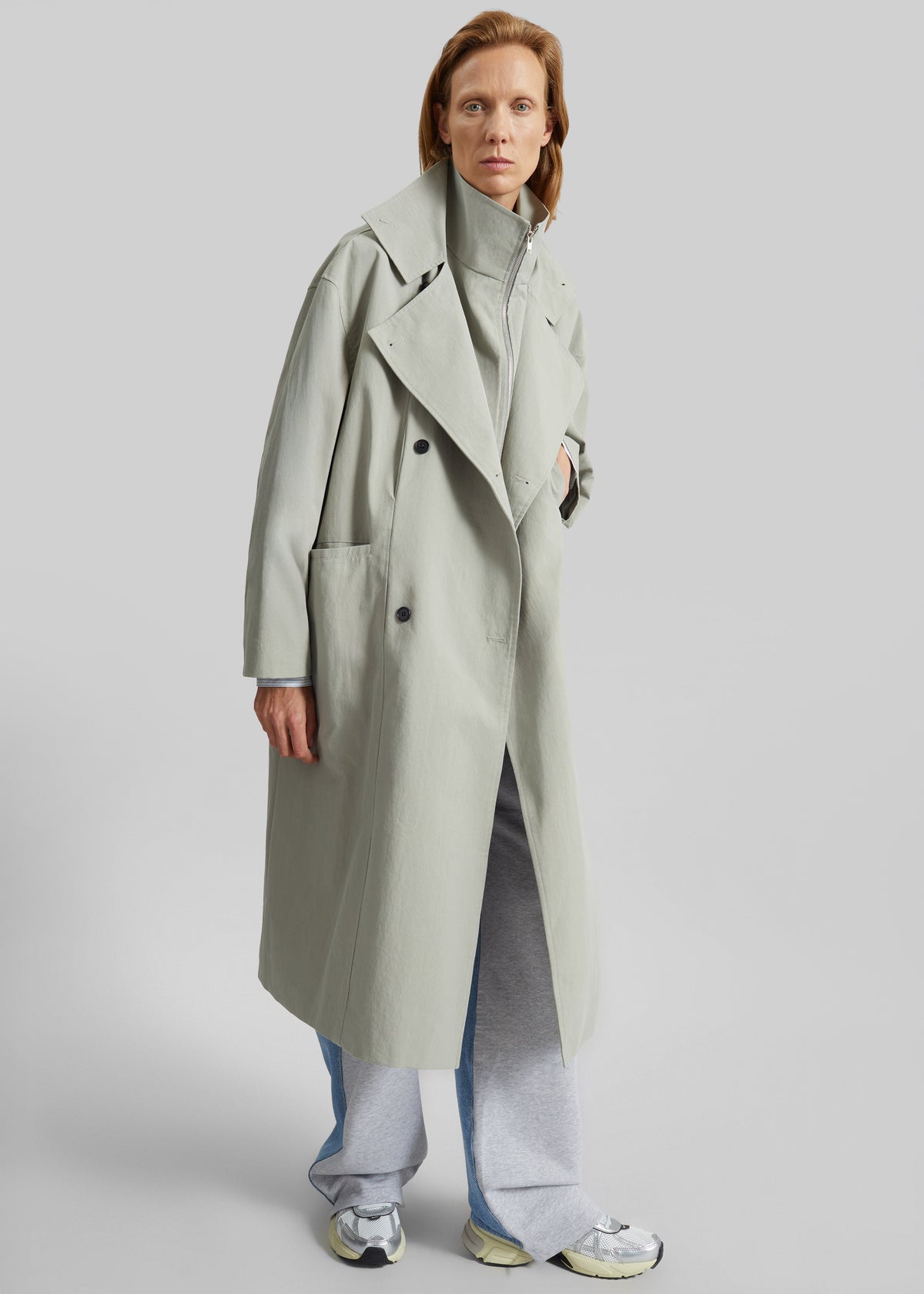 Besme Layered Trench Coat - Sage β view 6 of 9