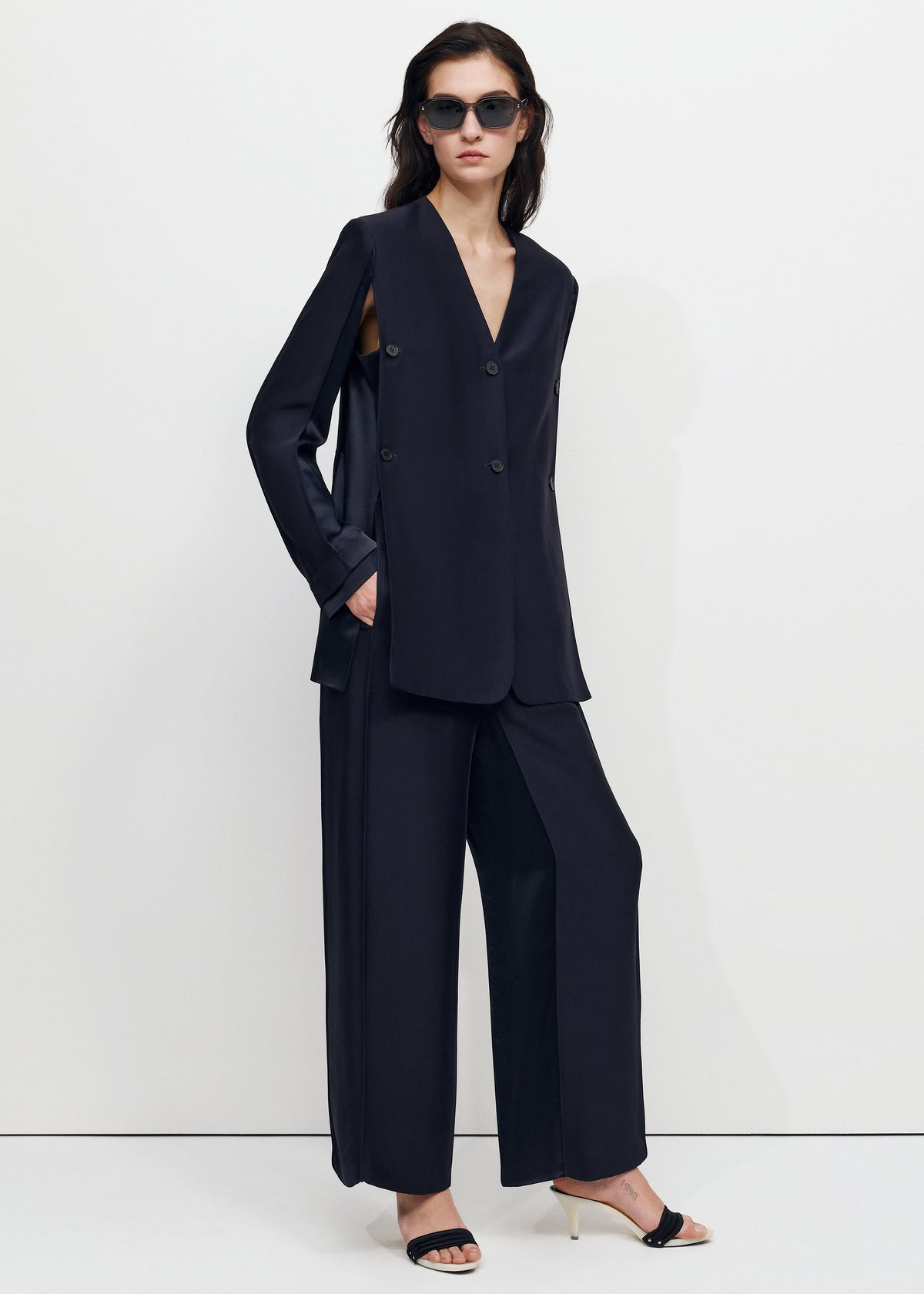 Bevza Wide Leg Culottes - Dark Ink Navy β view 3 of 8