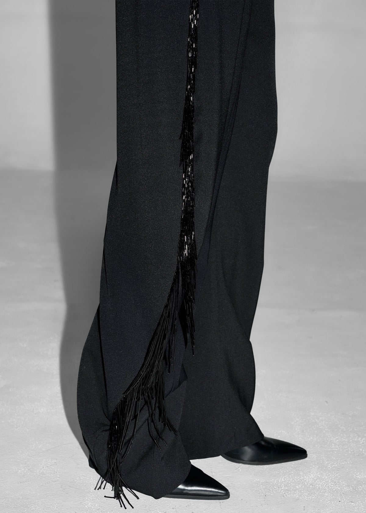 Bianca Fringed Barrel Leg Pants - Black β view 8 of 9