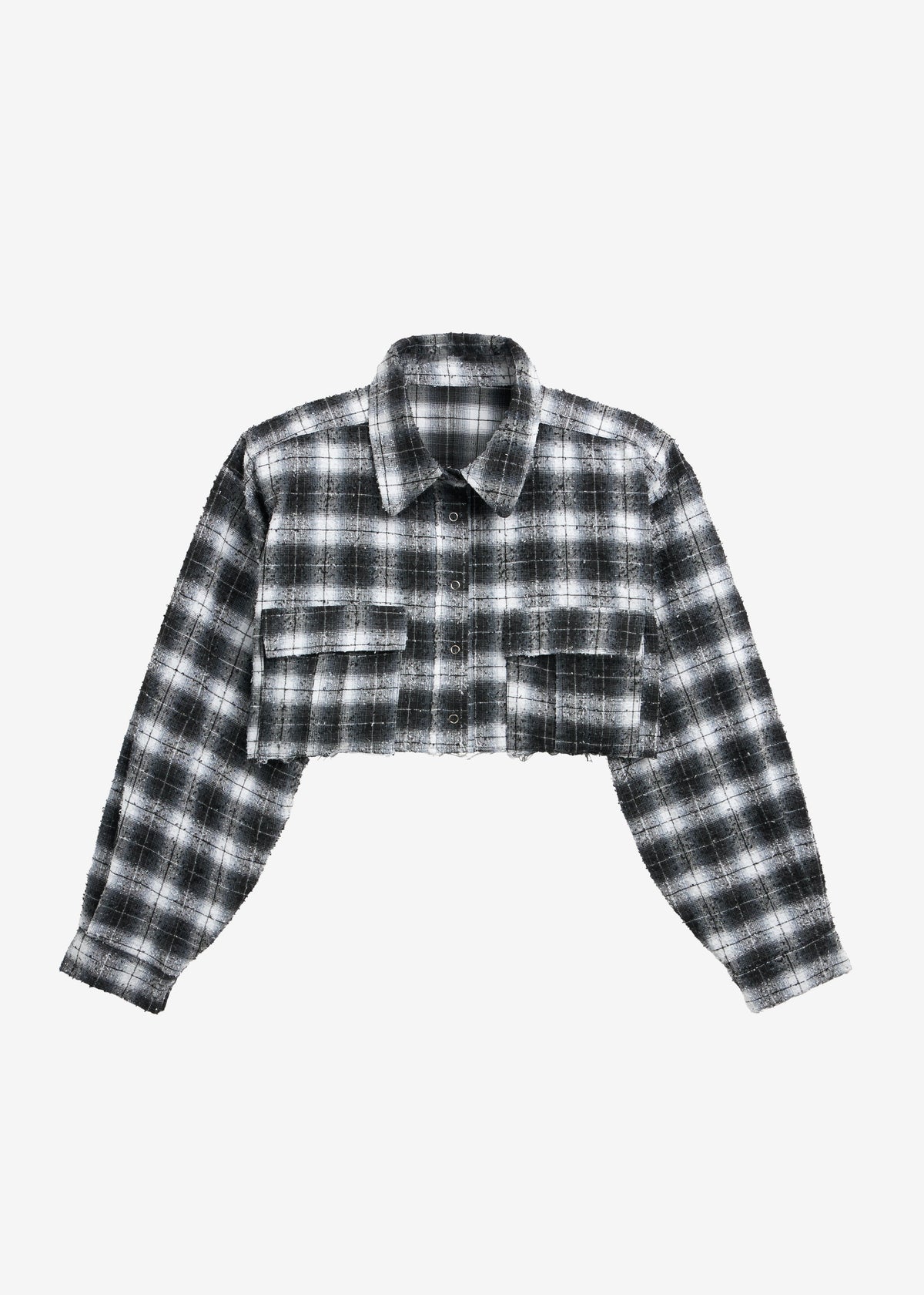 Biasca Distressed Cropped Shirt - Black Plaid β view 10 of 10