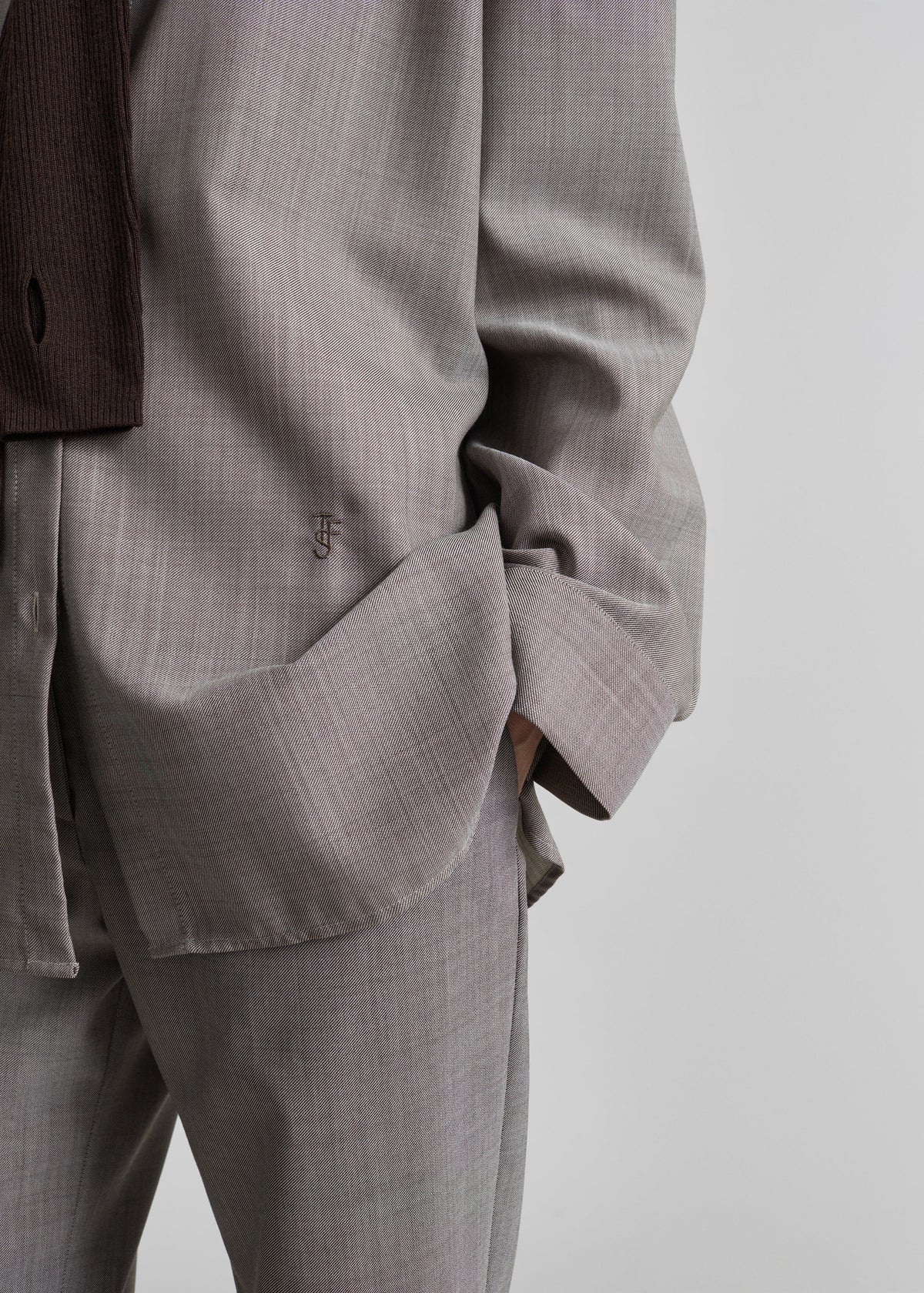 Bina Wool Padded Shirt - Light Taupe Melange β view 3 of 9