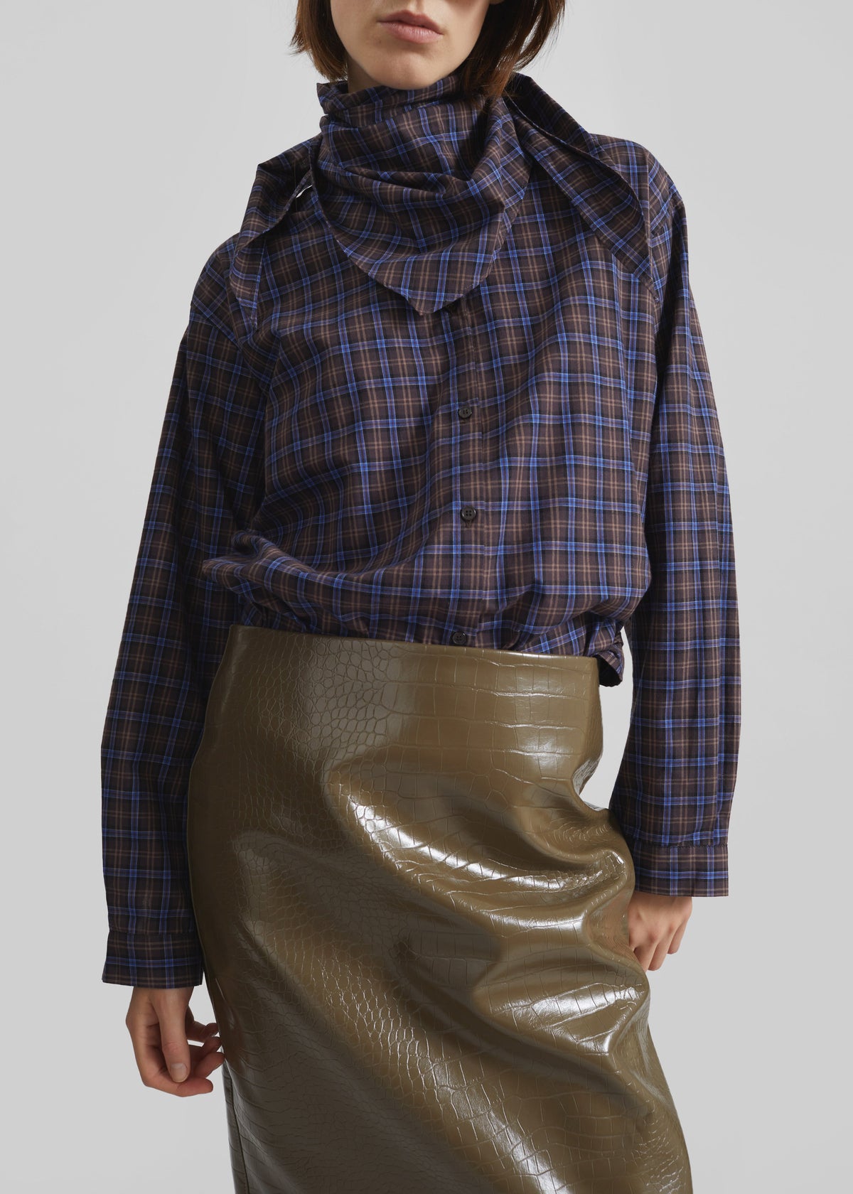 Bitry Scarf Shirt - Brown Plaid β view 4 of 10