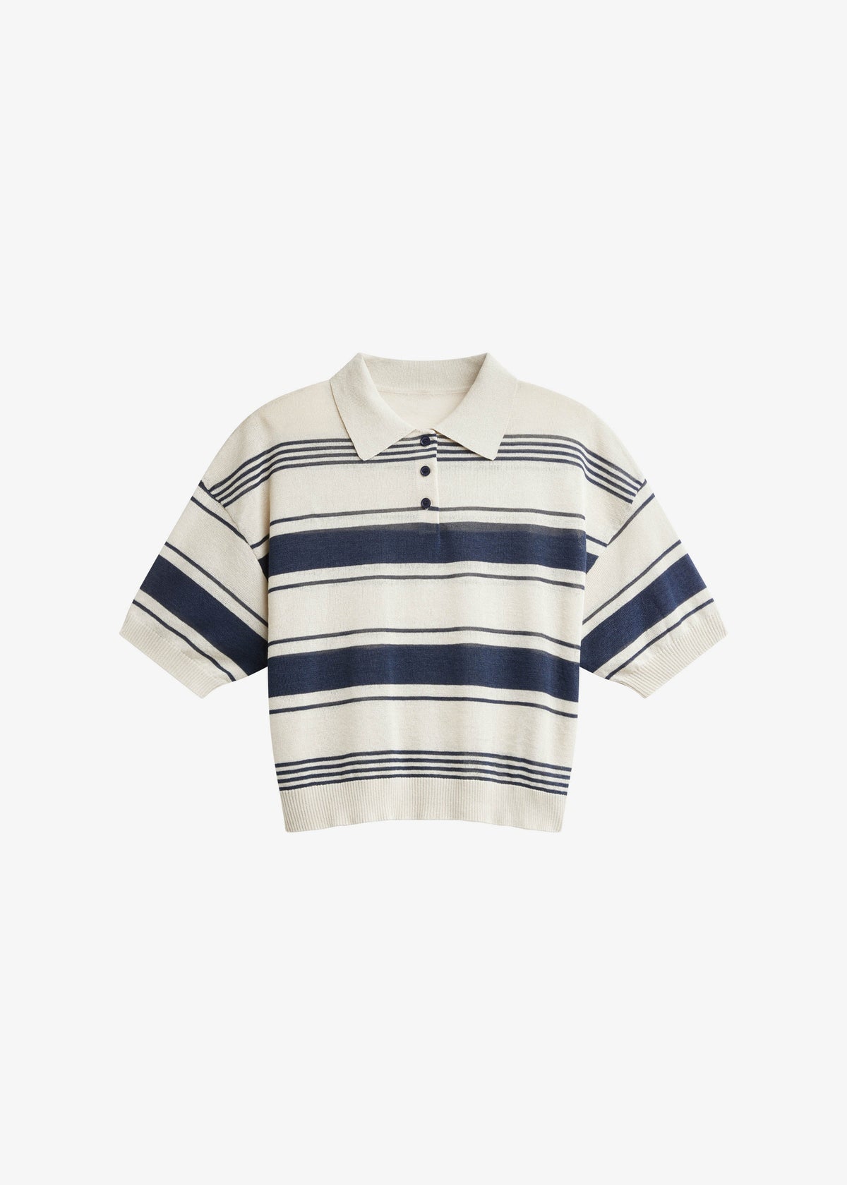 Bolea Knit Polo Top - Beige/Navy Stripe β view 10 of 10