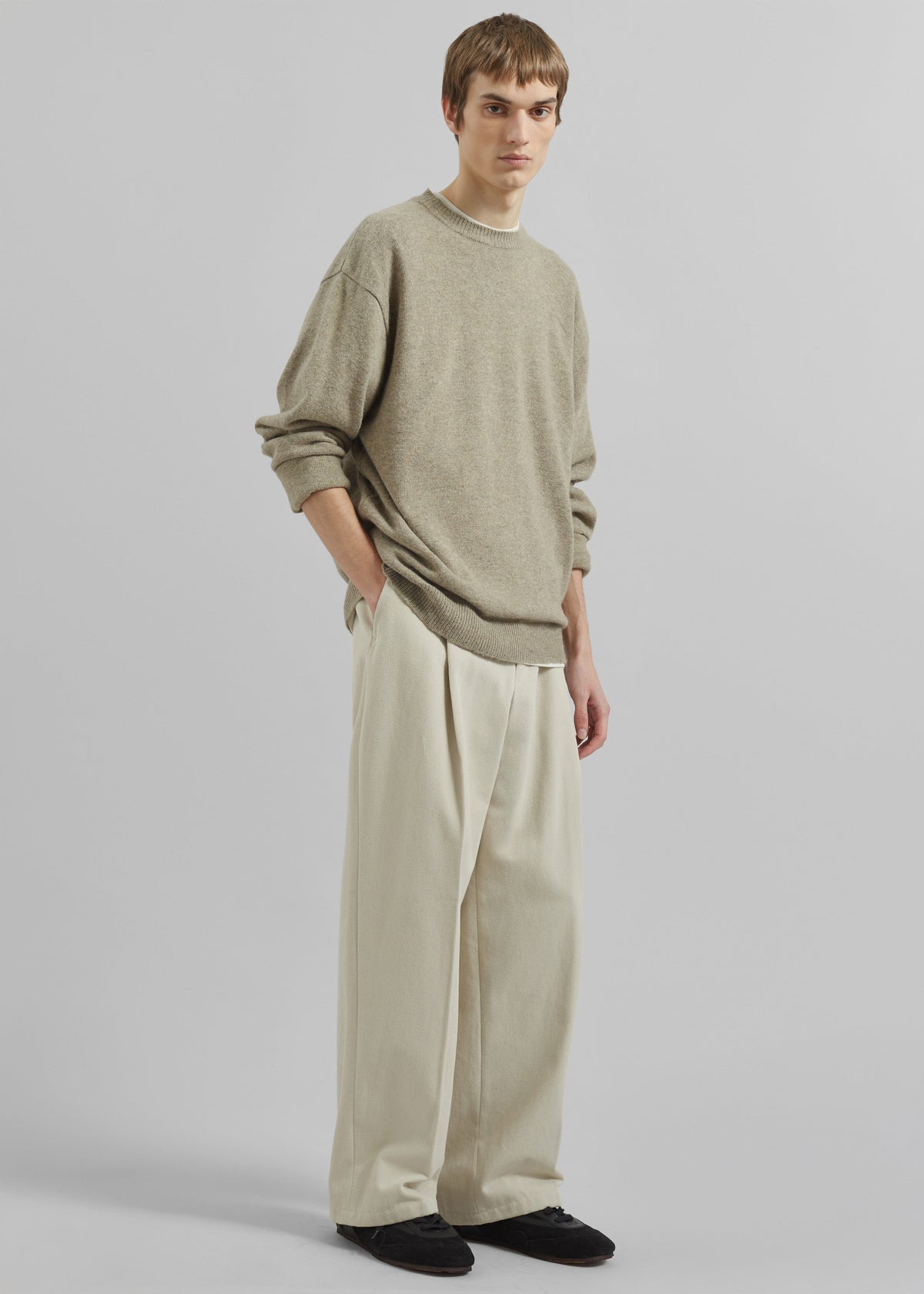 Borken Pleated Twill Pants - Ivory β view 8 of 10