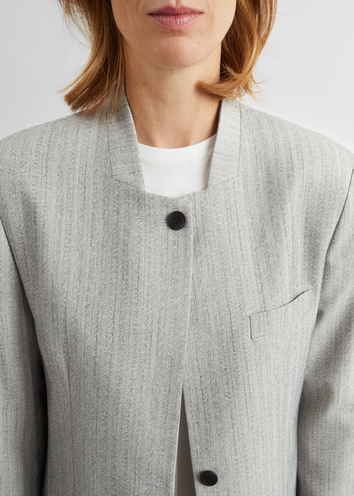 Breux Collarless Padded Blazer - Grey Melange β view 4 of 8