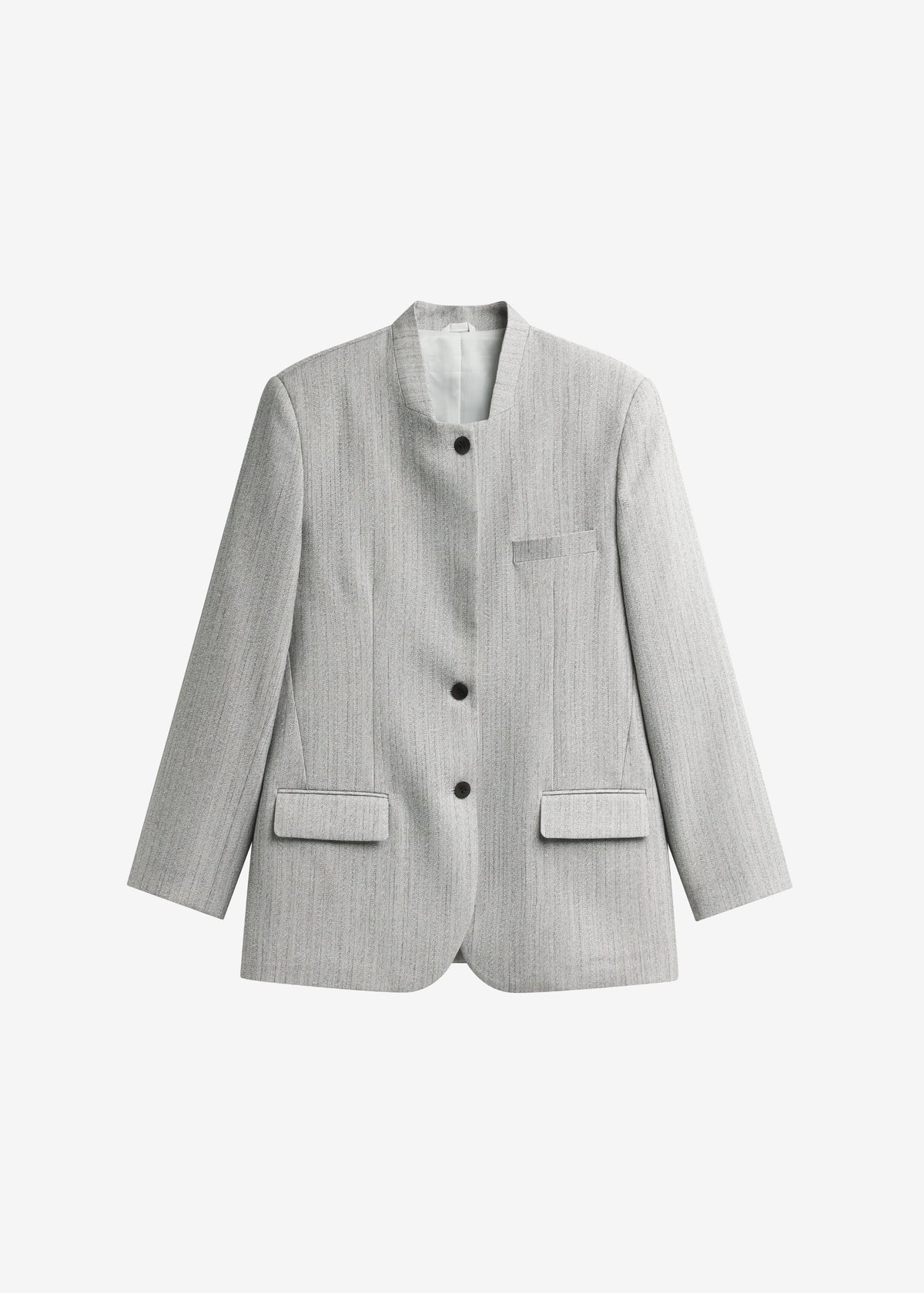 Breux Collarless Padded Blazer - Grey Melange β view 8 of 8