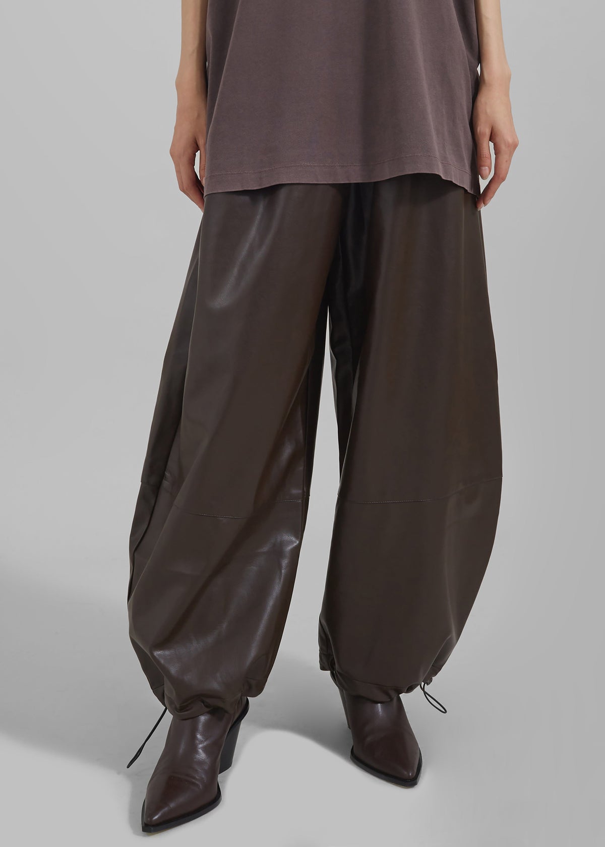 Briar Faux Leather Balloon Pants - Brown β view 5 of 9