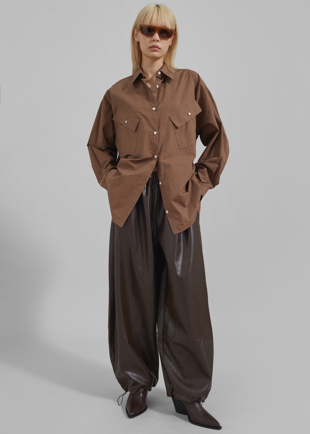 Briar Faux Leather Balloon Pants - Brown β view 8 of 9