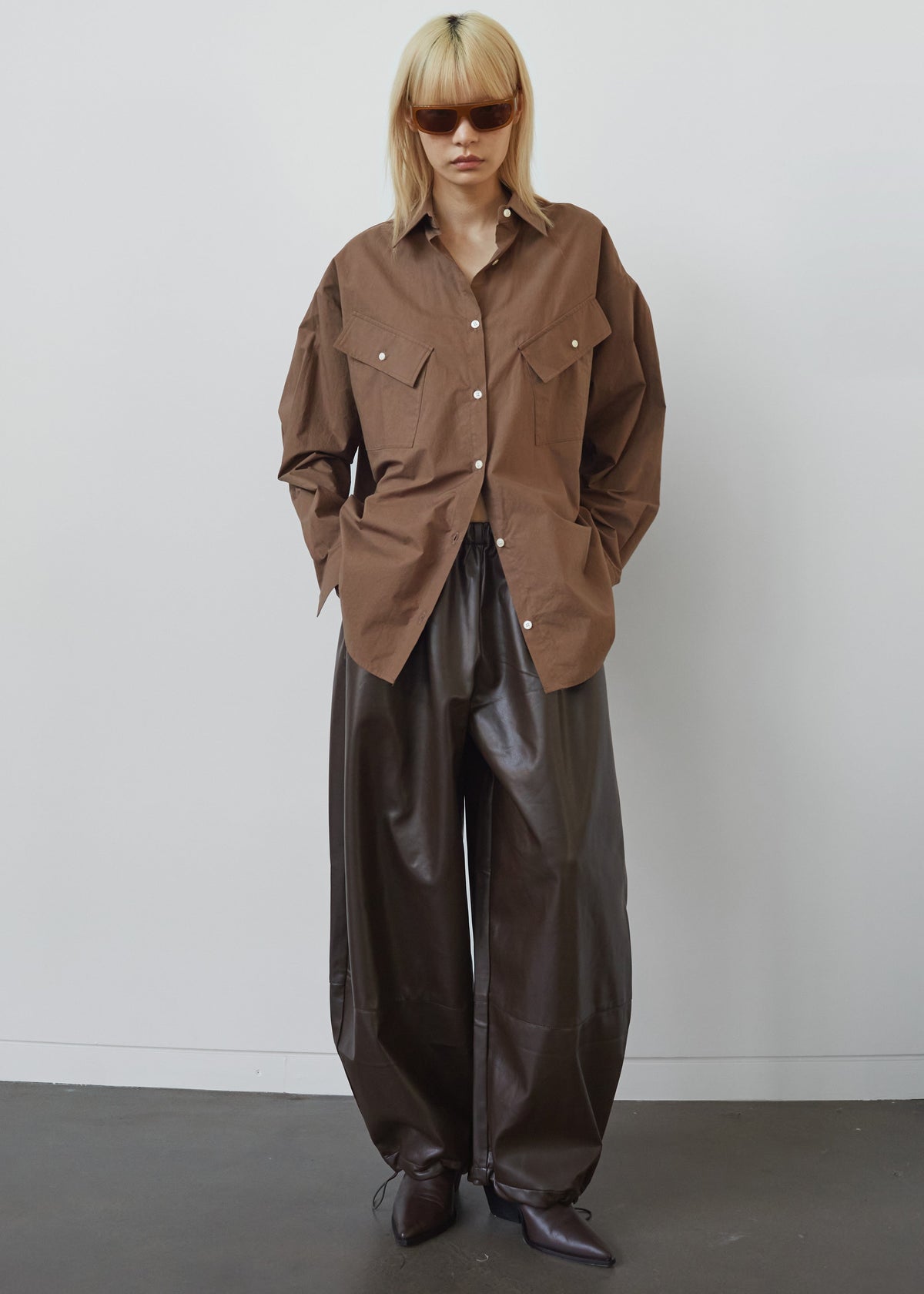 Briar Faux Leather Balloon Pants - Brown β view 1 of 9