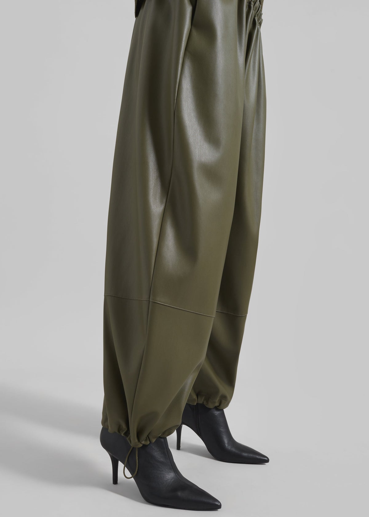 Briar Faux Leather Balloon Pants - Khaki β view 4 of 8