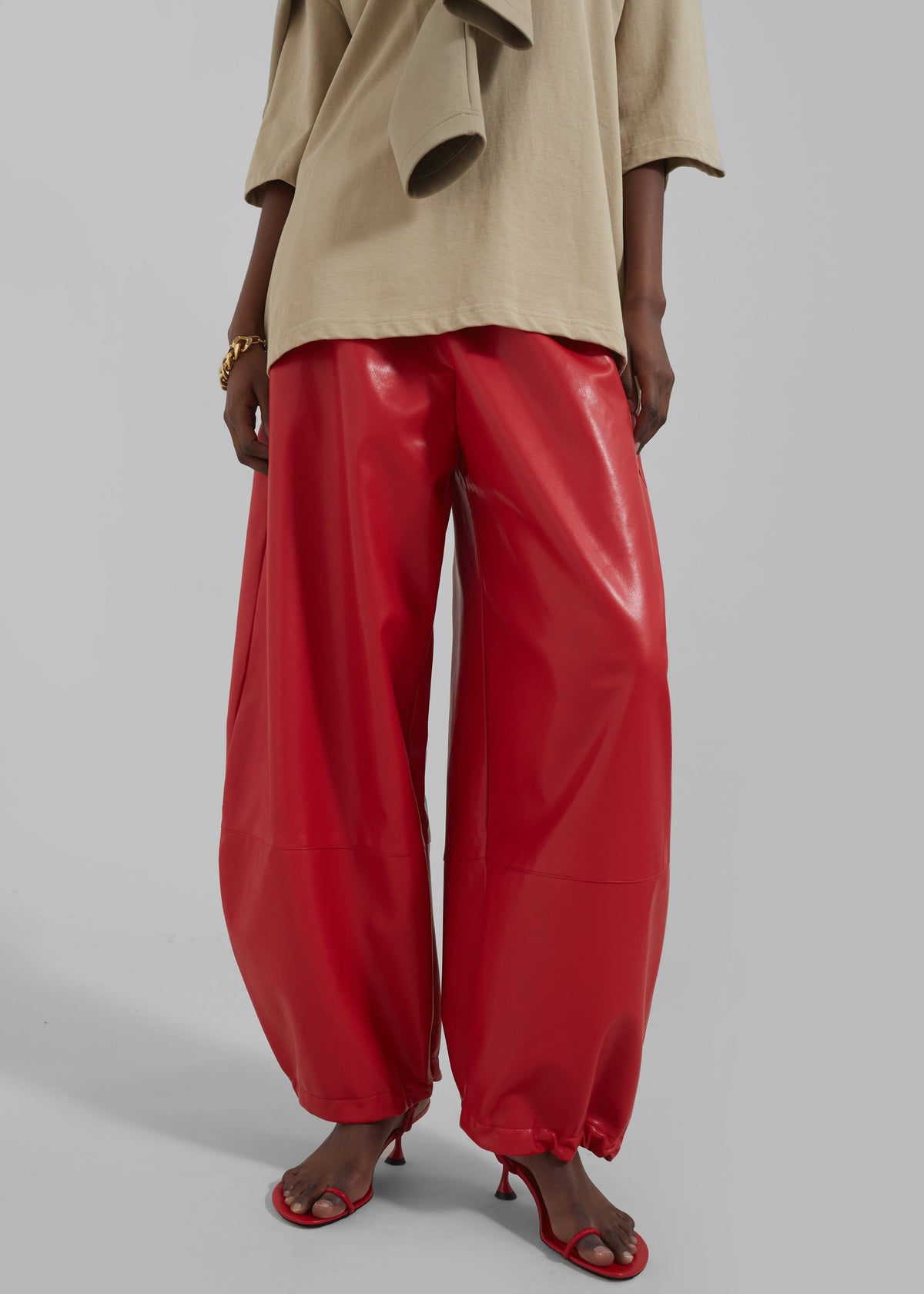 Briar Faux Leather Balloon Pants - Red β view 4 of 11