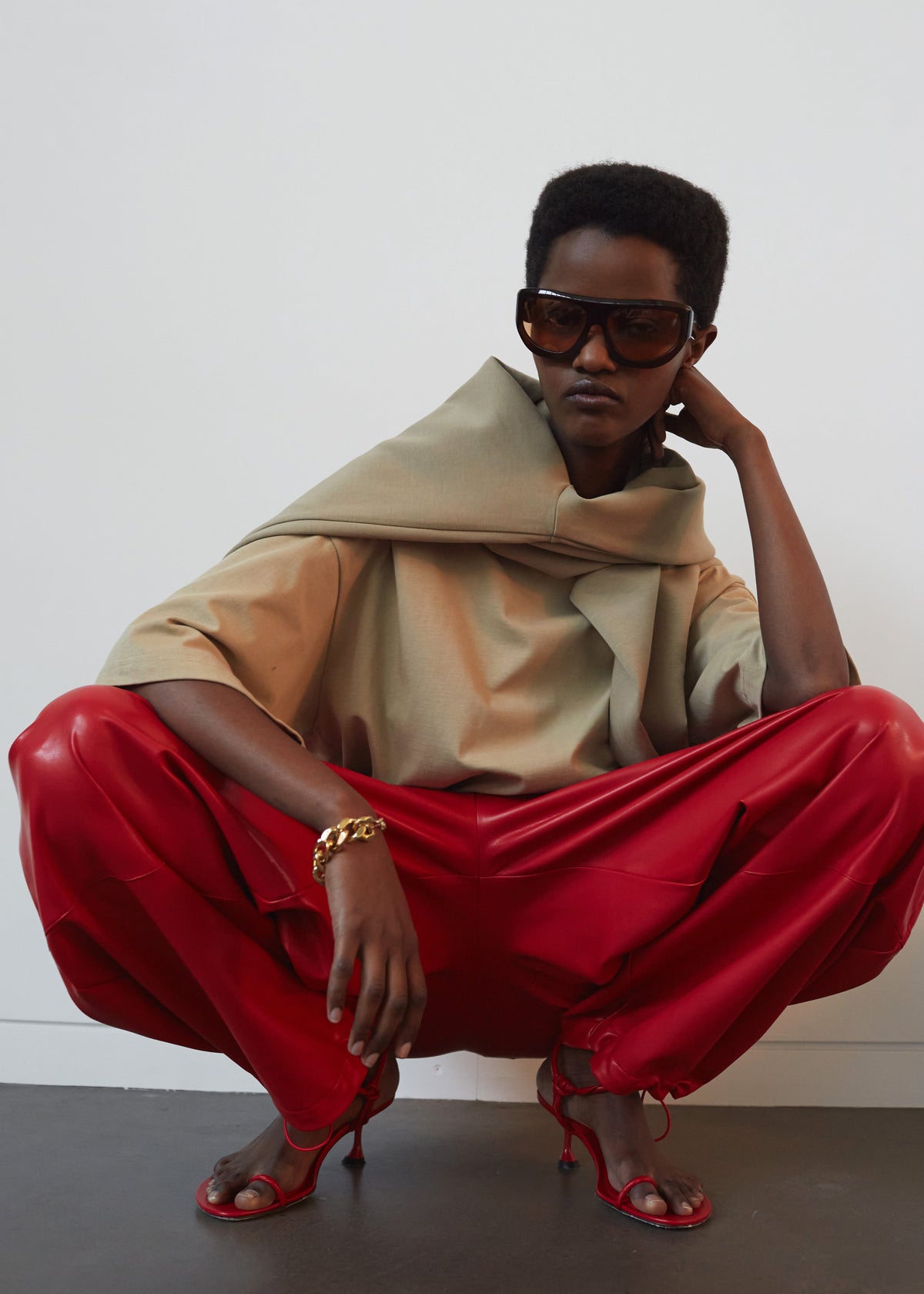 Briar Faux Leather Balloon Pants - Red β view 10 of 11