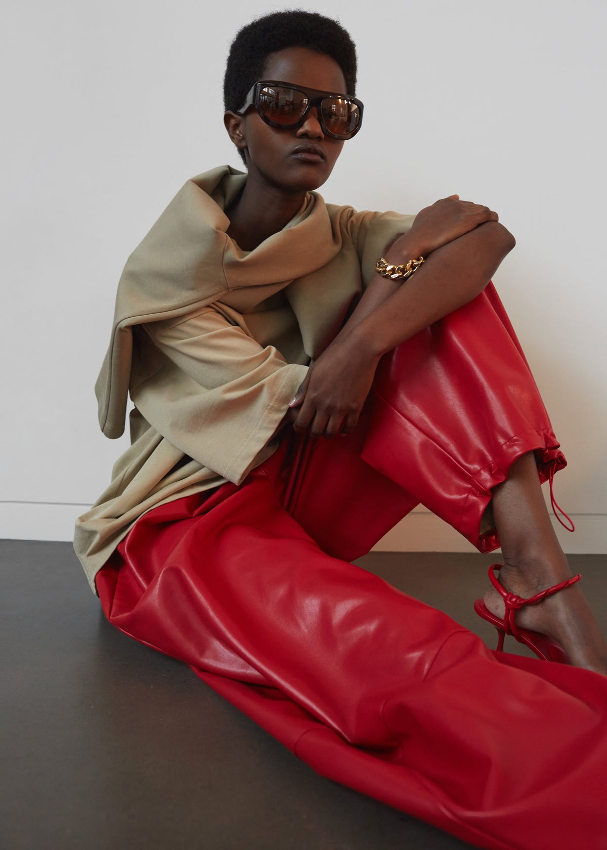 Briar Faux Leather Balloon Pants - Red β view 9 of 11