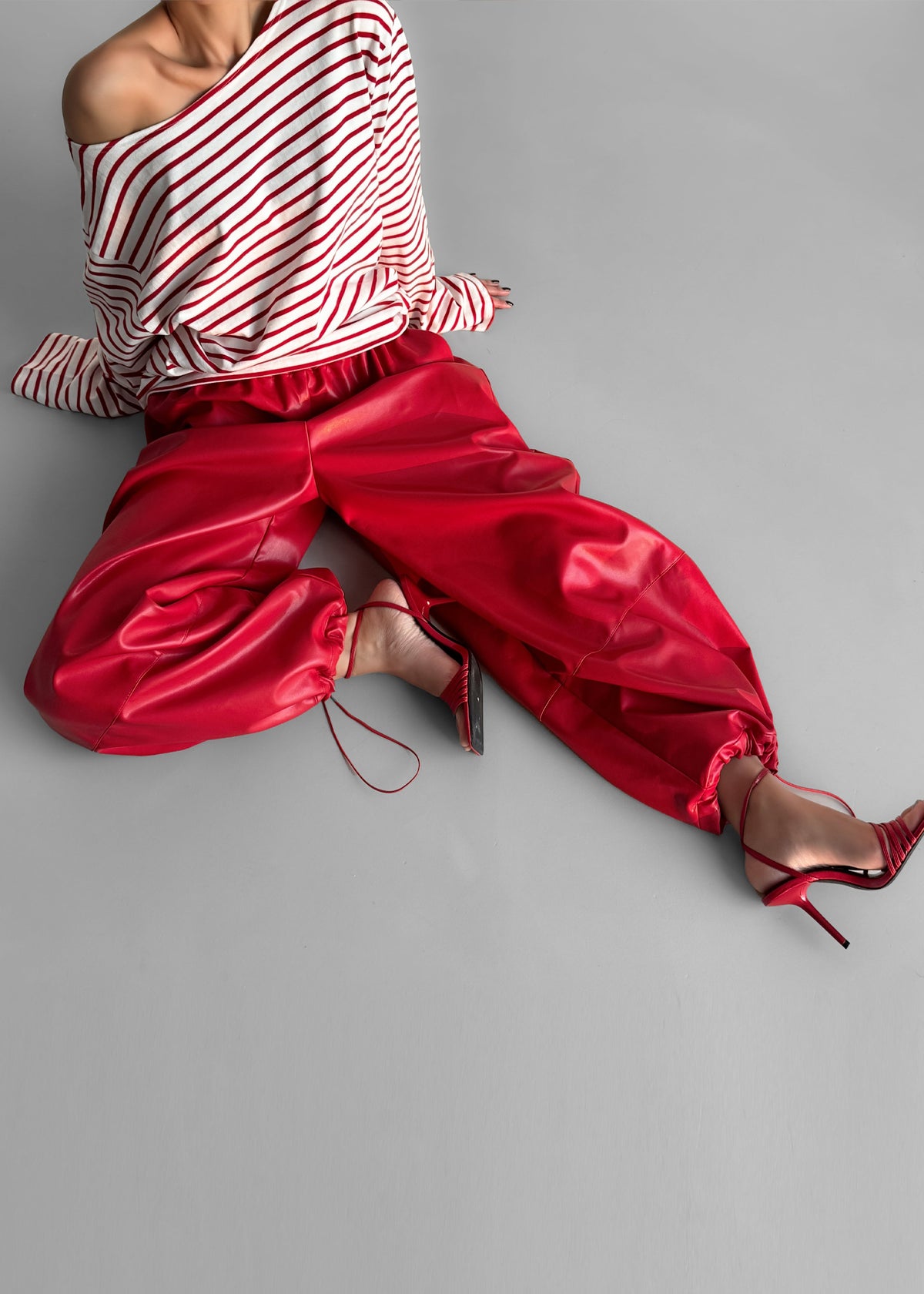 Briar Faux Leather Balloon Pants - Red β view 3 of 11