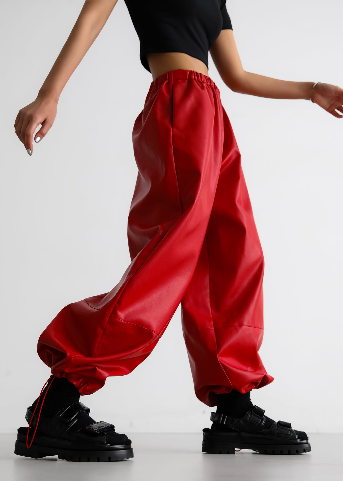 Briar Faux Leather Balloon Pants - Red β view 1 of 11